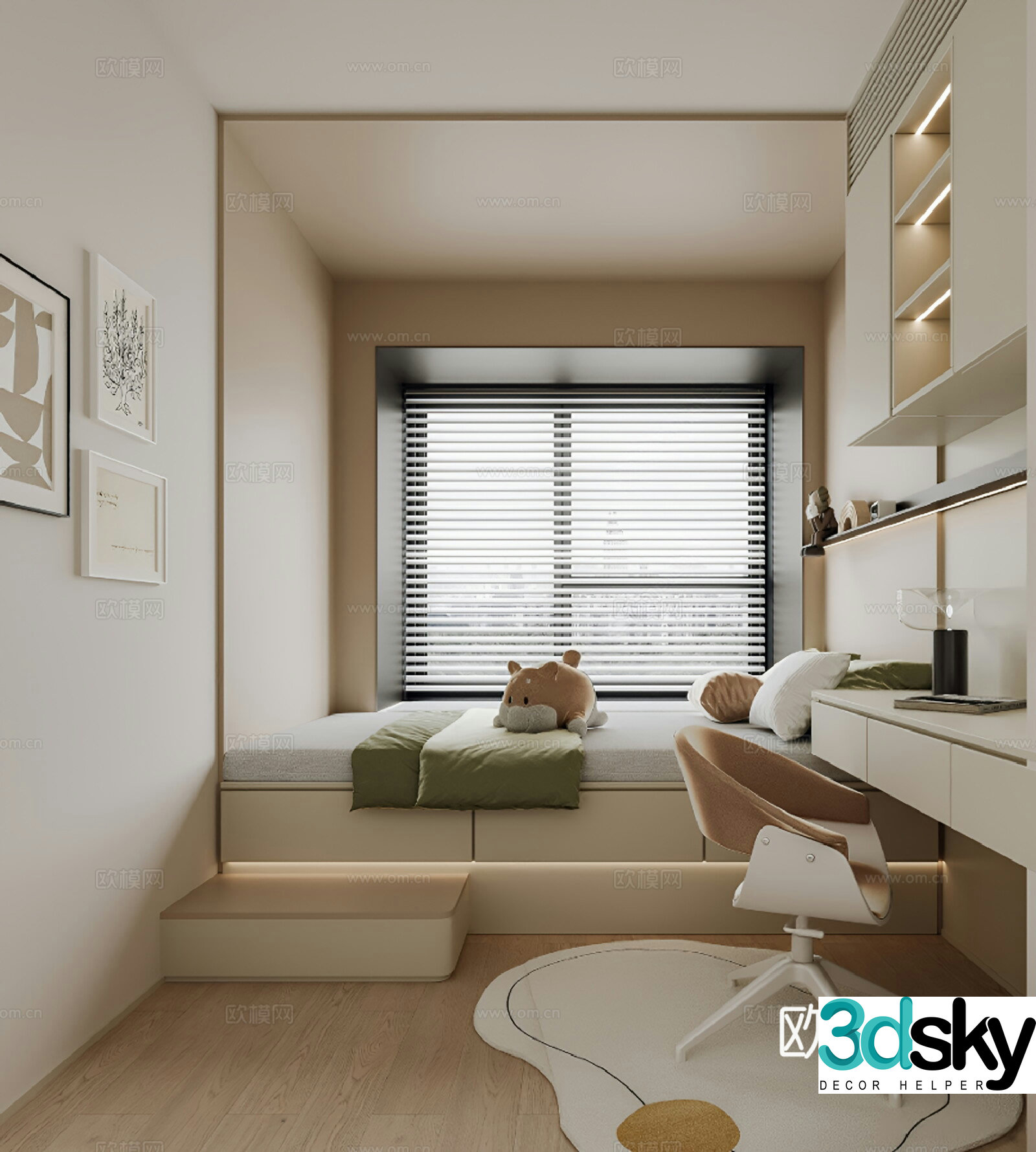 Modern tatami bedroom 3d model