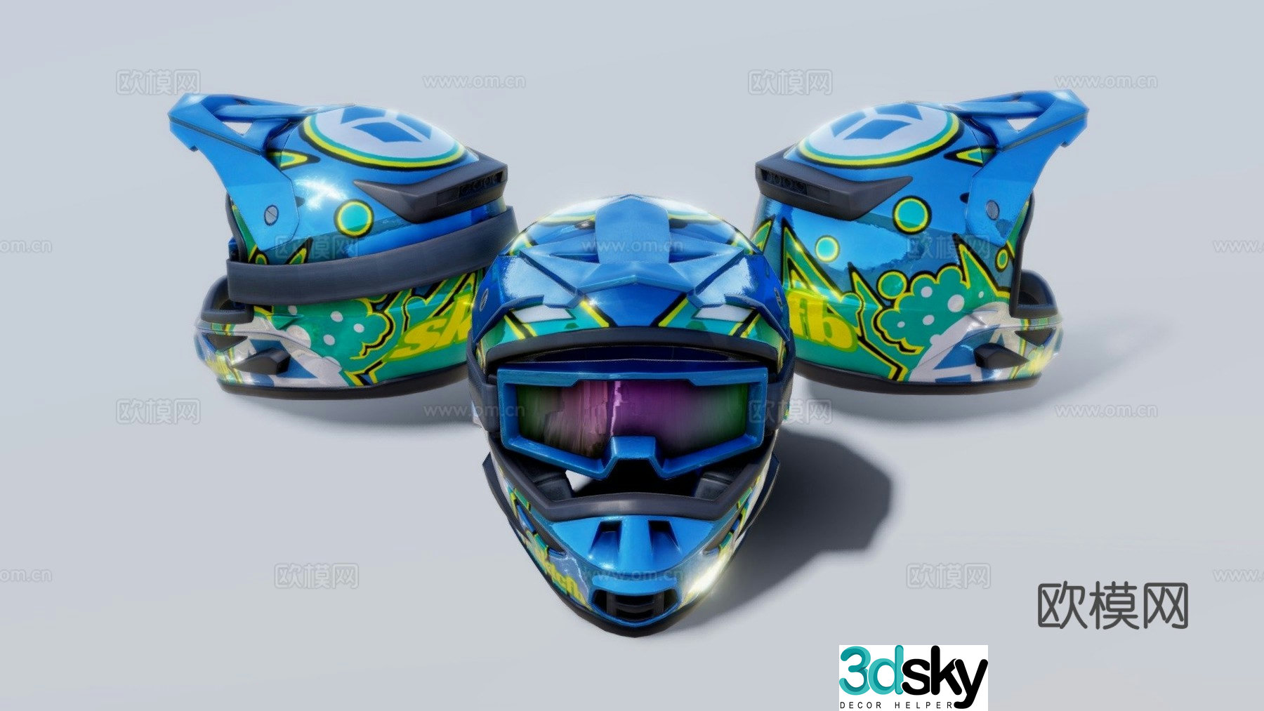Full face motocross helmet 3d model