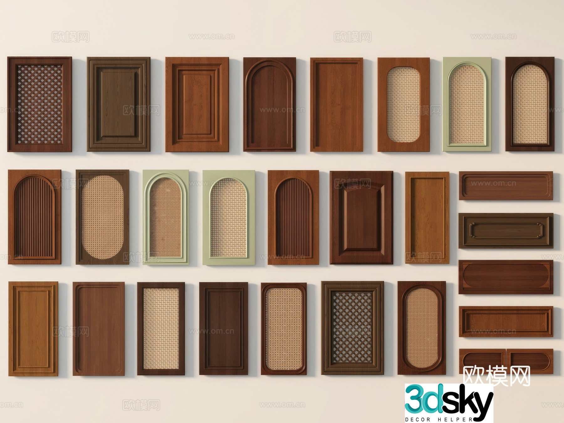 Medieval style cabinet door rattan cabinet door 3d model