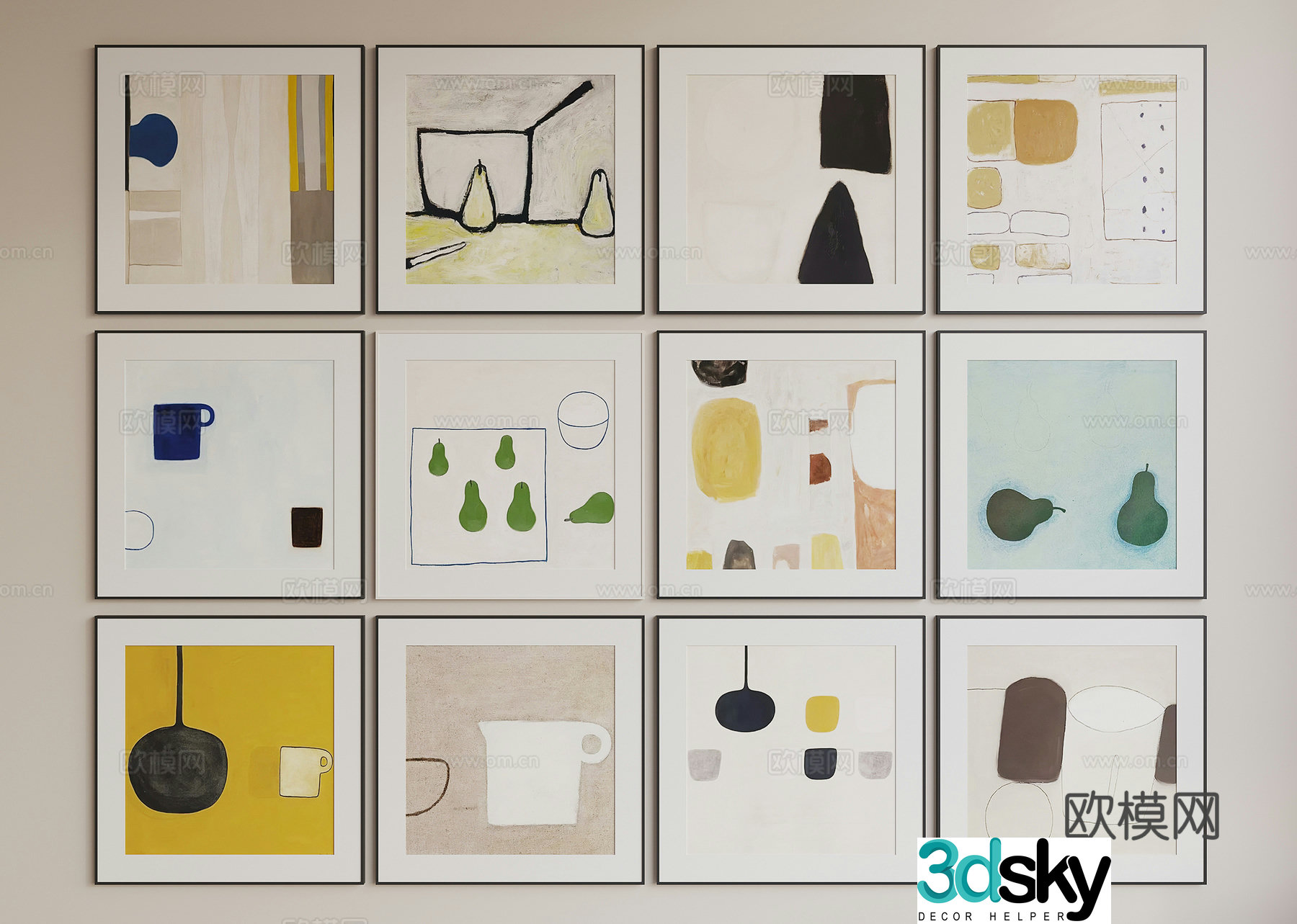Nordic decorative painting retro painting hanging painting 3D model