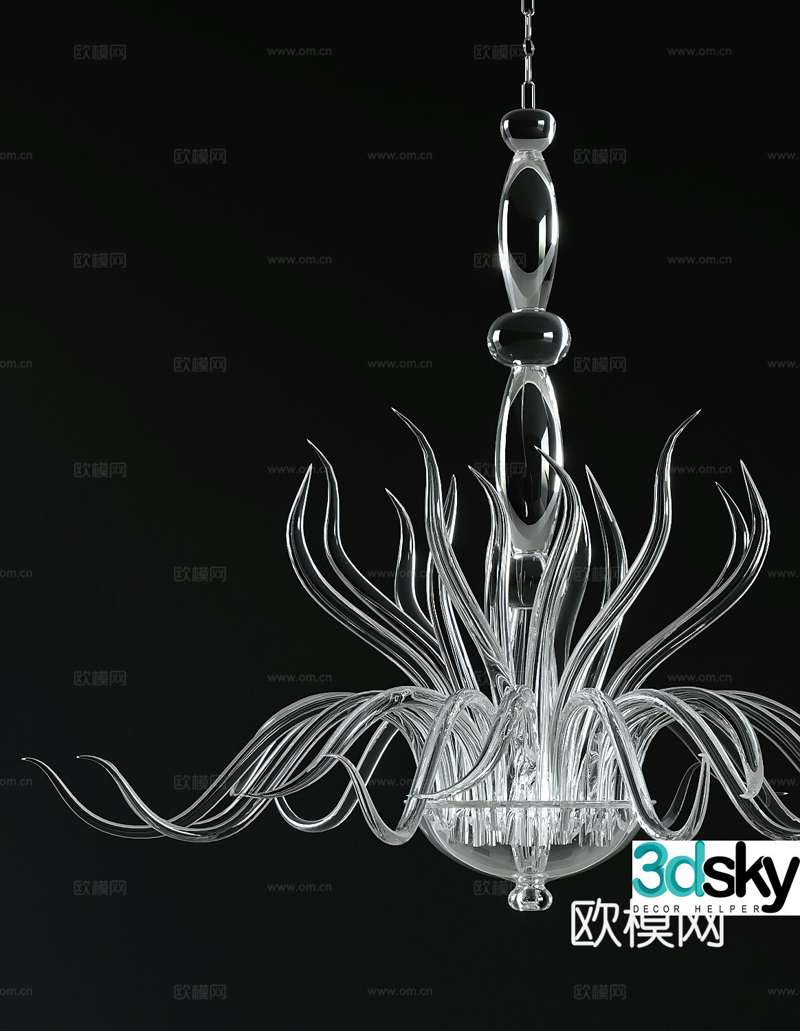 Modern crystal chandelier 3d model