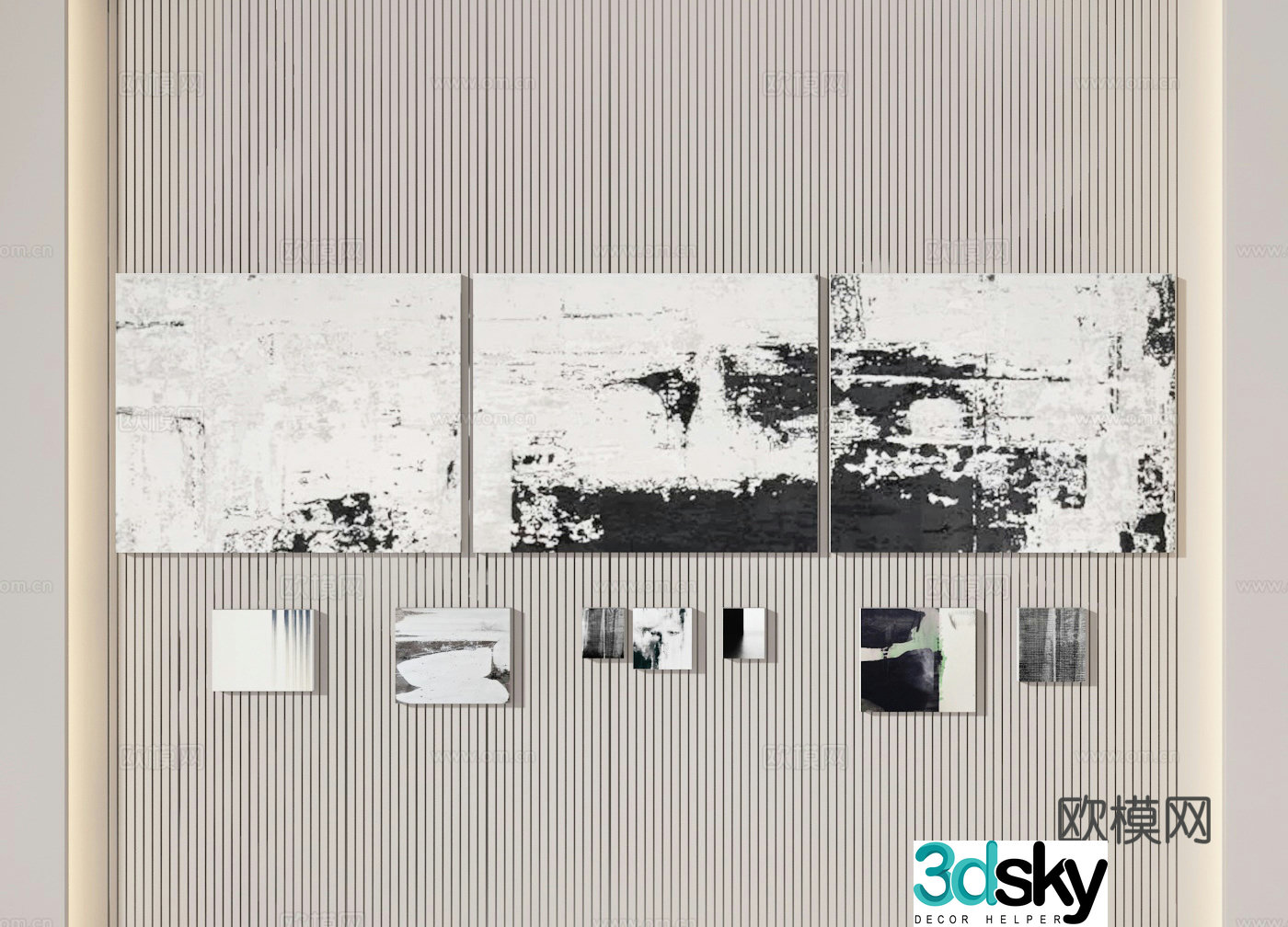 Decorative painting black and white painting art painting hanging painting 3d model
