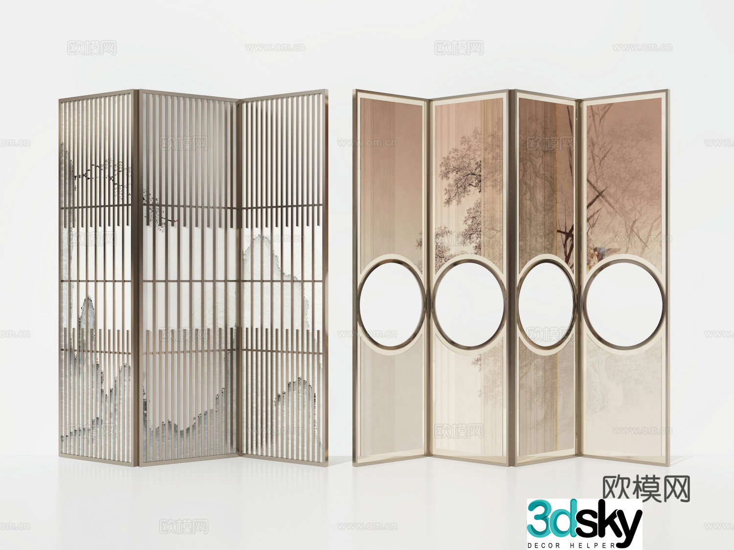 New Chinese style partition 3D model