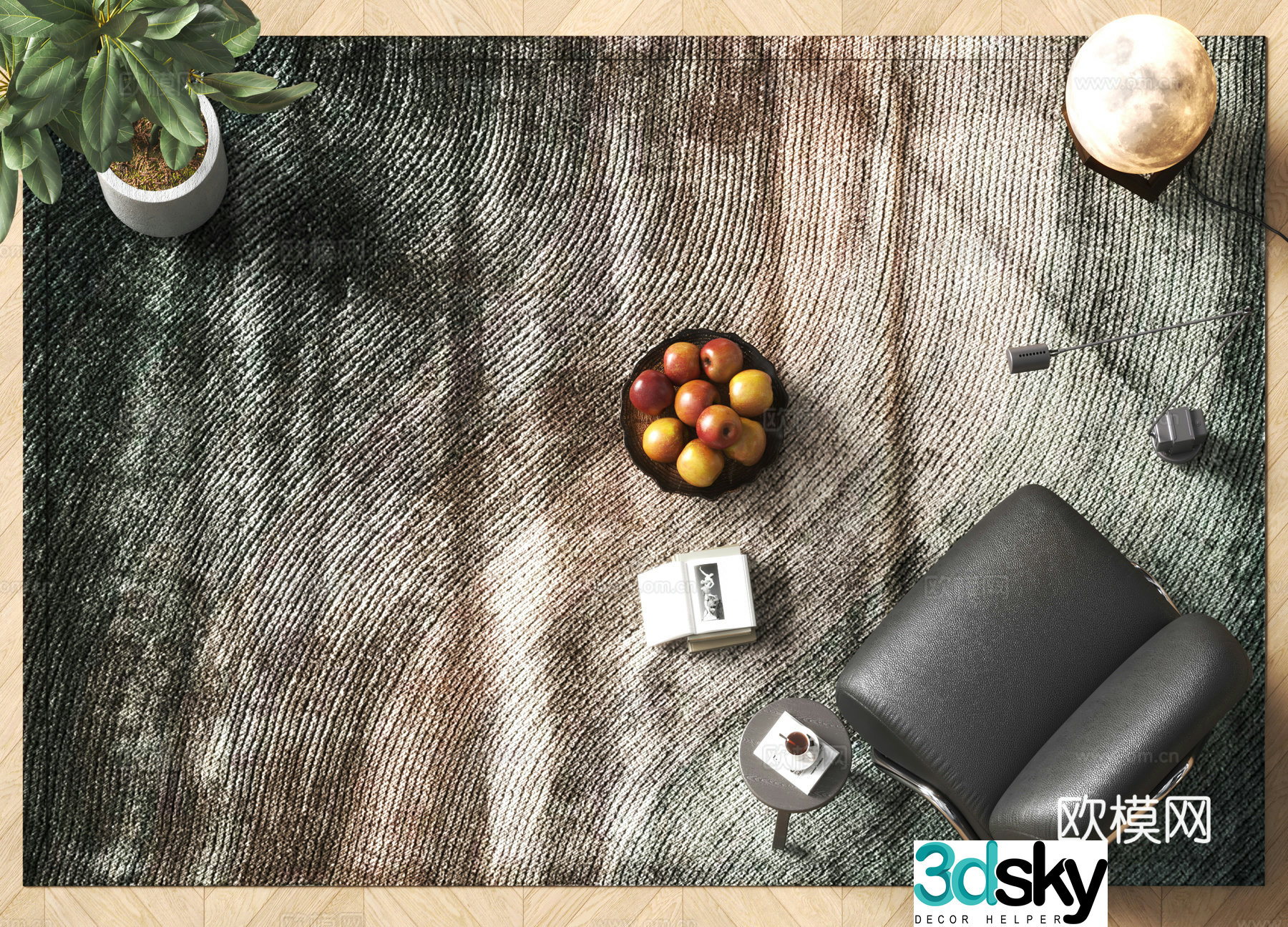 Modern square carpet 3d model