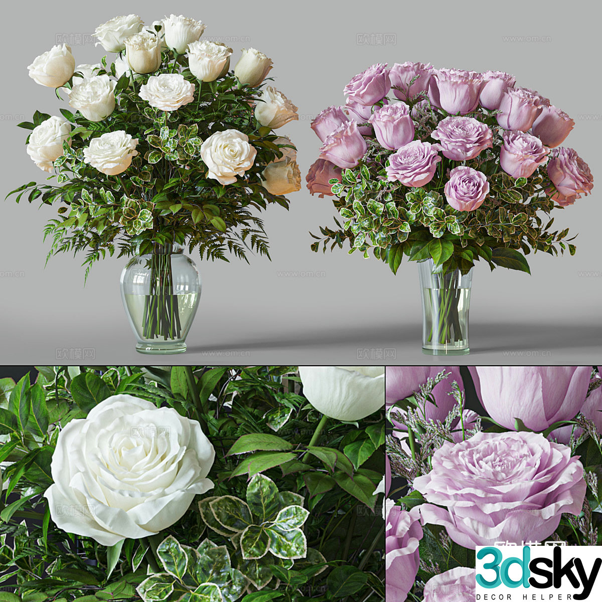 vase floral arrangement flower arrangement 3d model