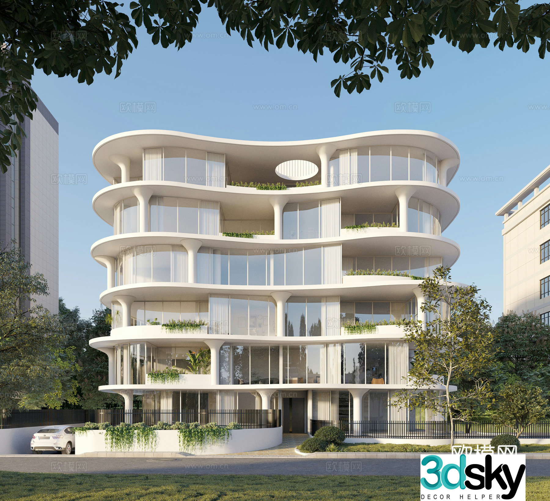 High-rise residential exterior 3D model