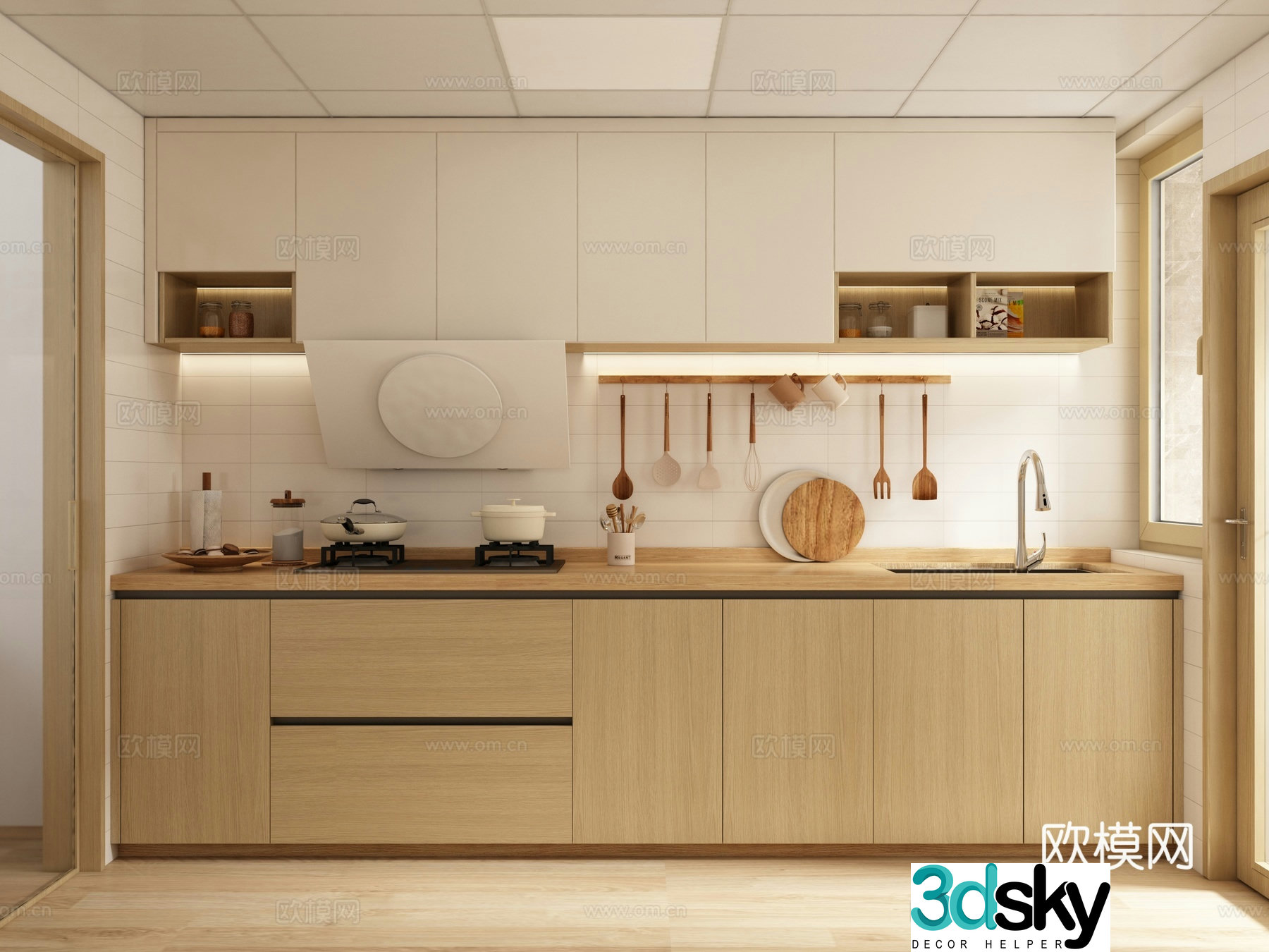 Log style kitchen cabinet 3d model