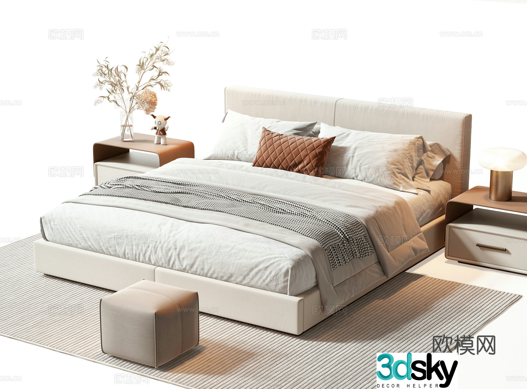 Modern double bed 3d model