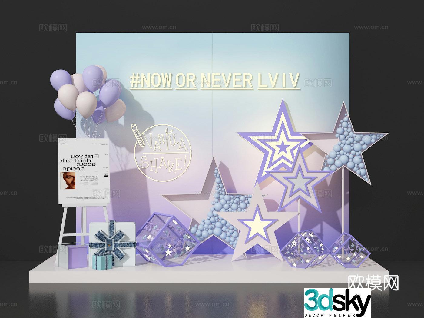 Balloon Display Check-in Wall 3D Model