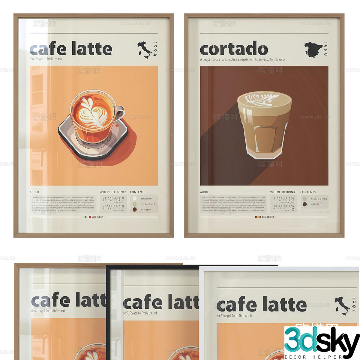 Coffee decorative painting clipping painting abstract painting 3d model