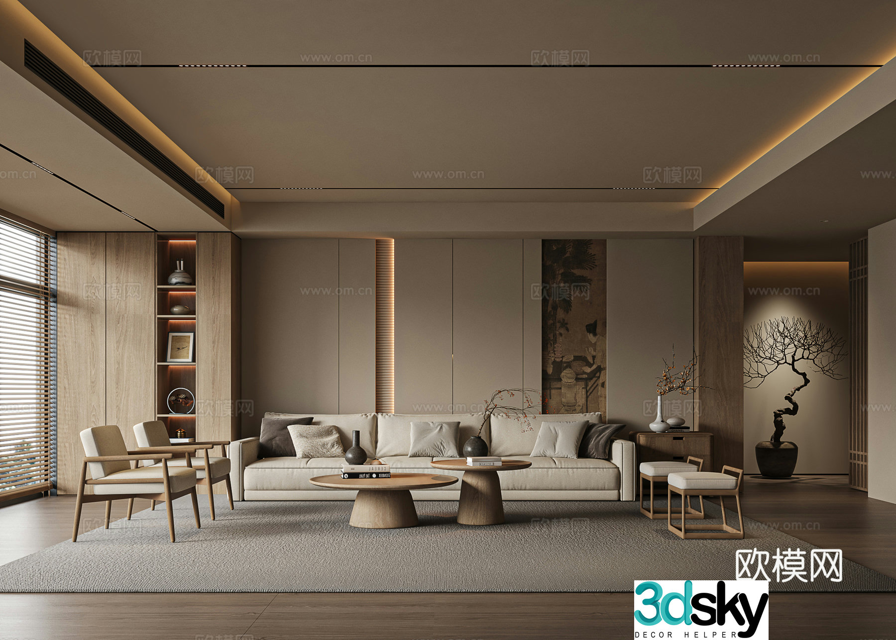 Song style aesthetic living room 3D model