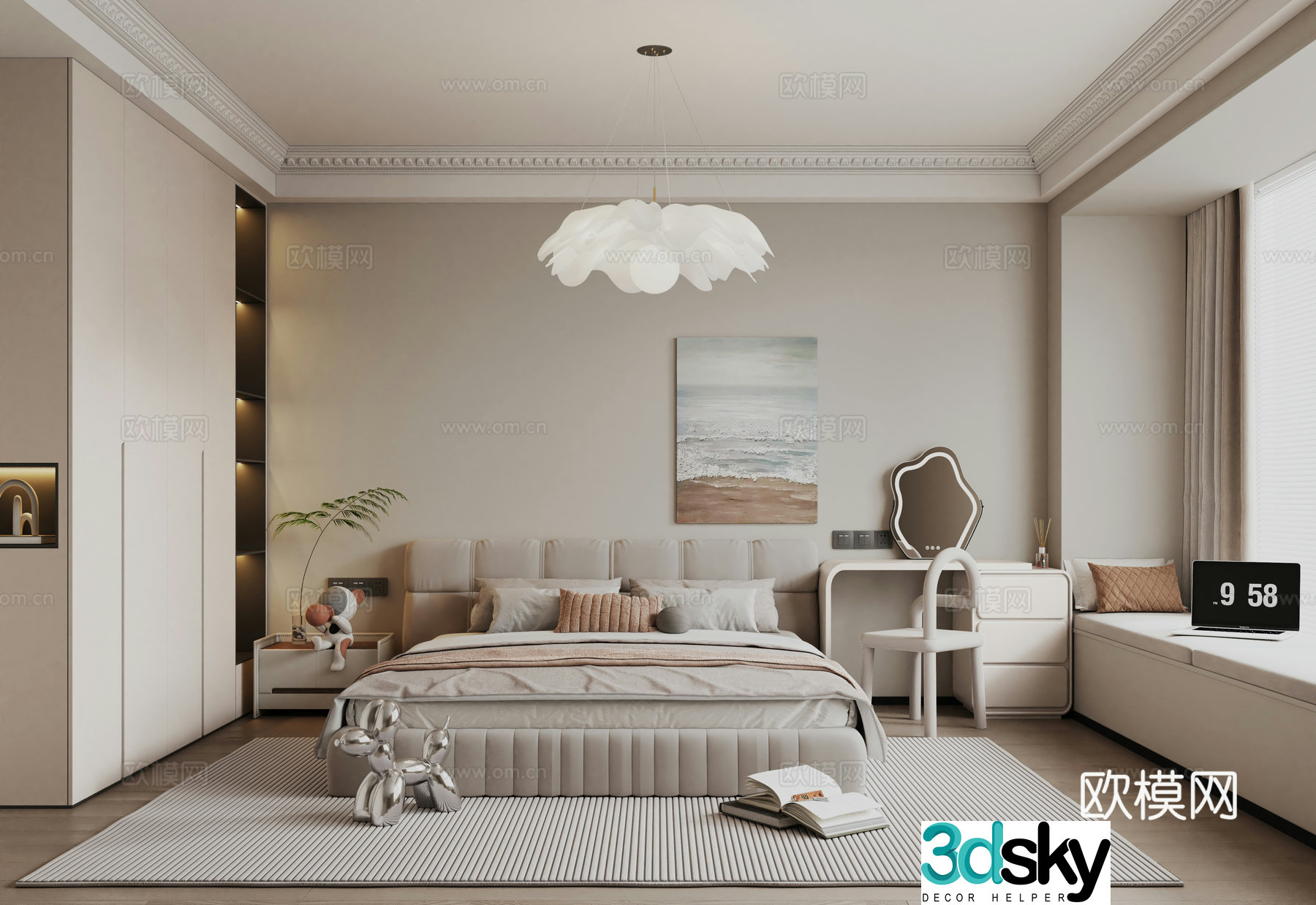 Cream style bedroom master bedroom 3d model