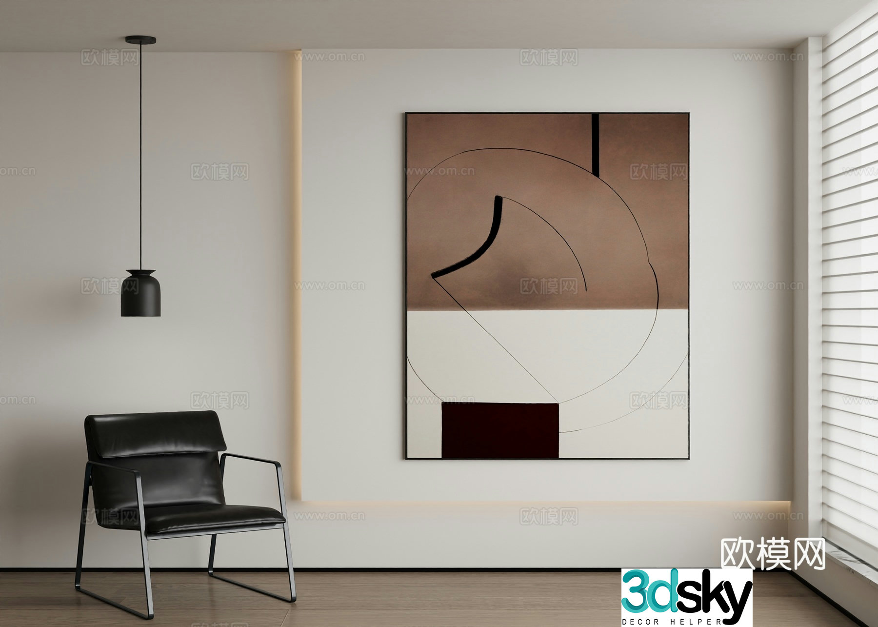 Modern abstract painting decorative painting 3d model