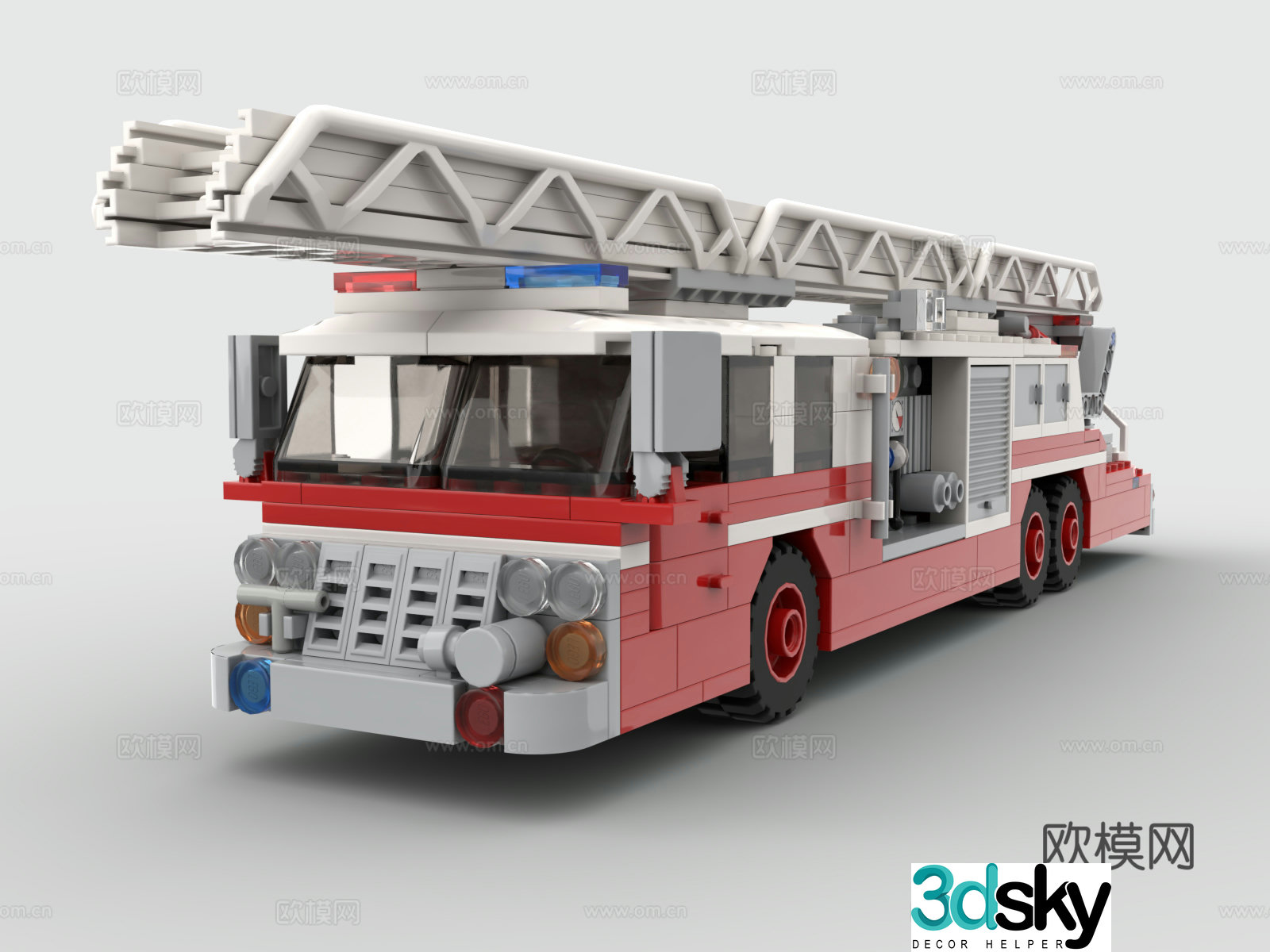 LEGO LEGO toys building blocks fire truck fire truck engineering vehicle 3d model