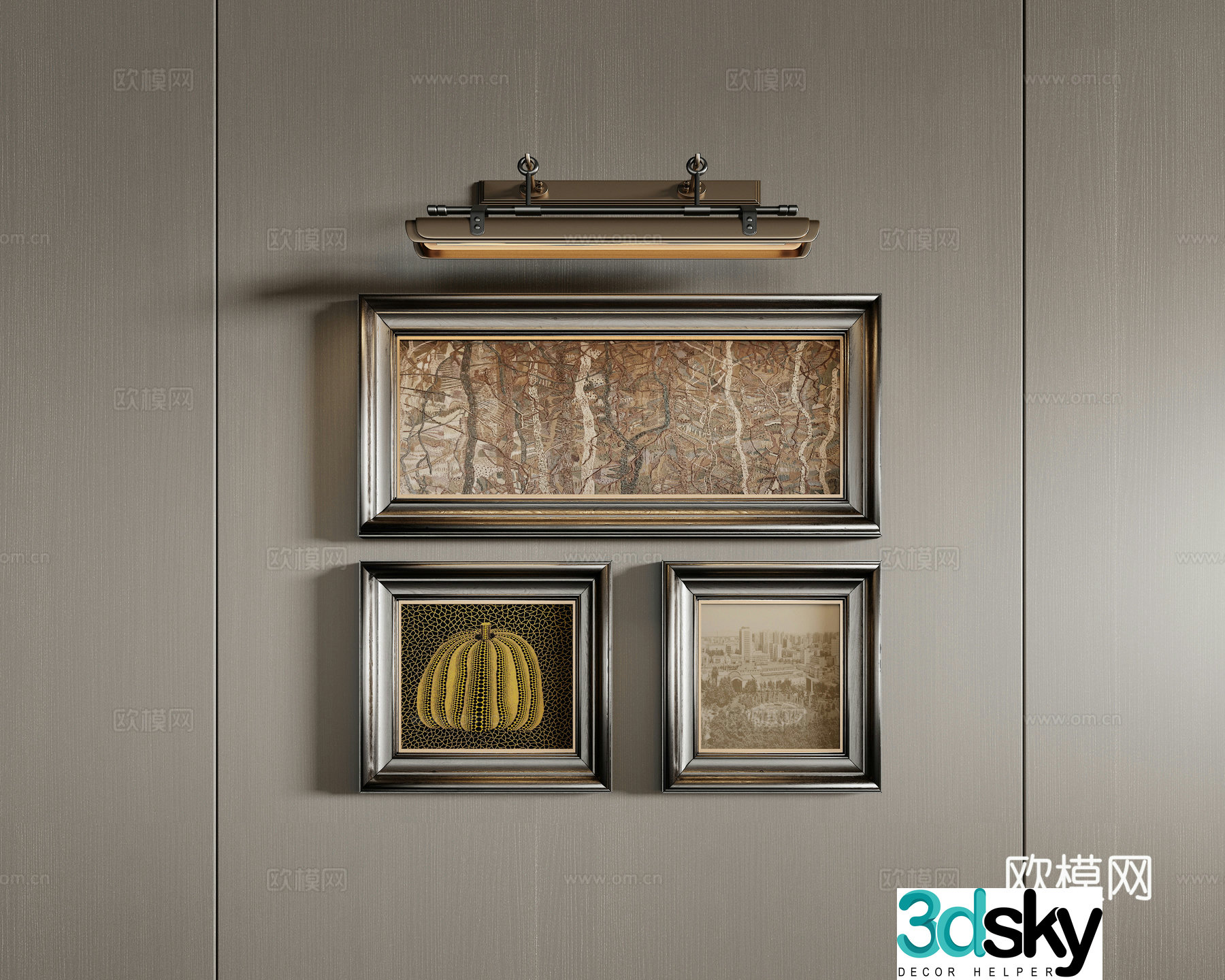 Medieval style decorative painting retro painting hanging painting 3D model