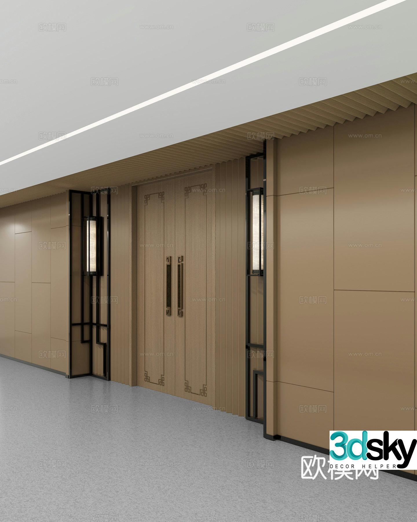 New Chinese style club aisle and club entrance 3D model