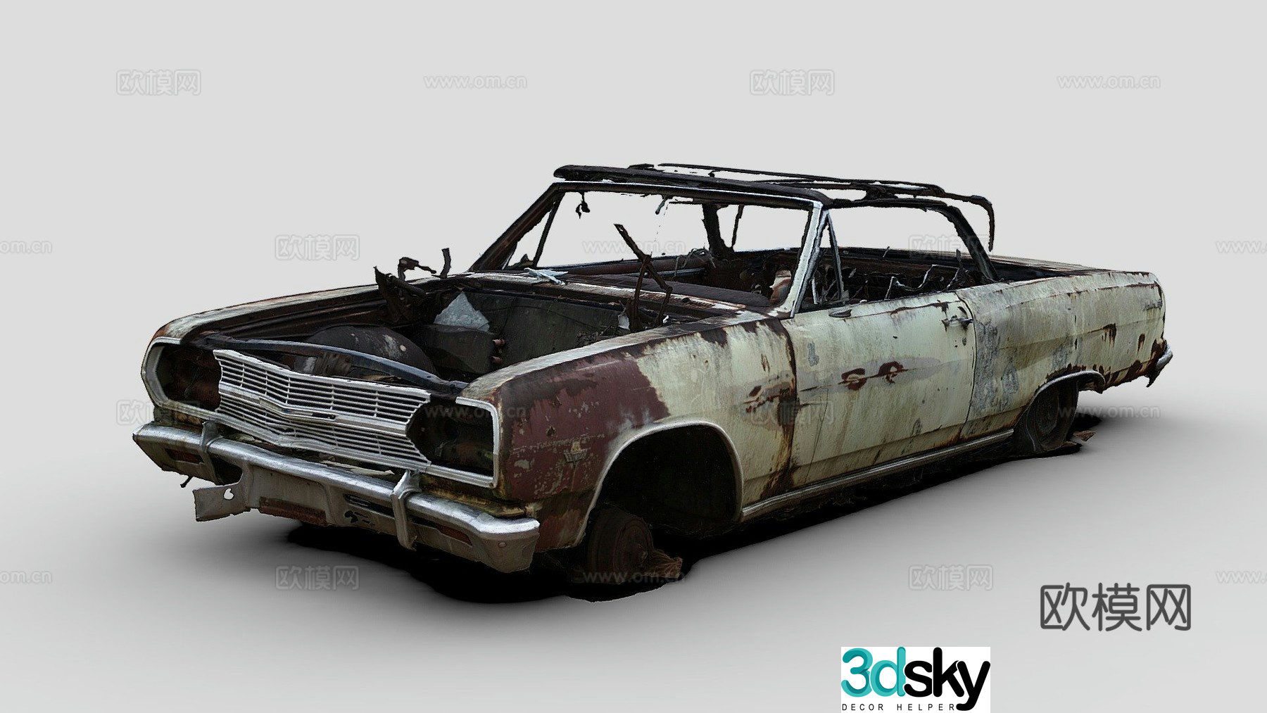 rusty car convertible 3d model