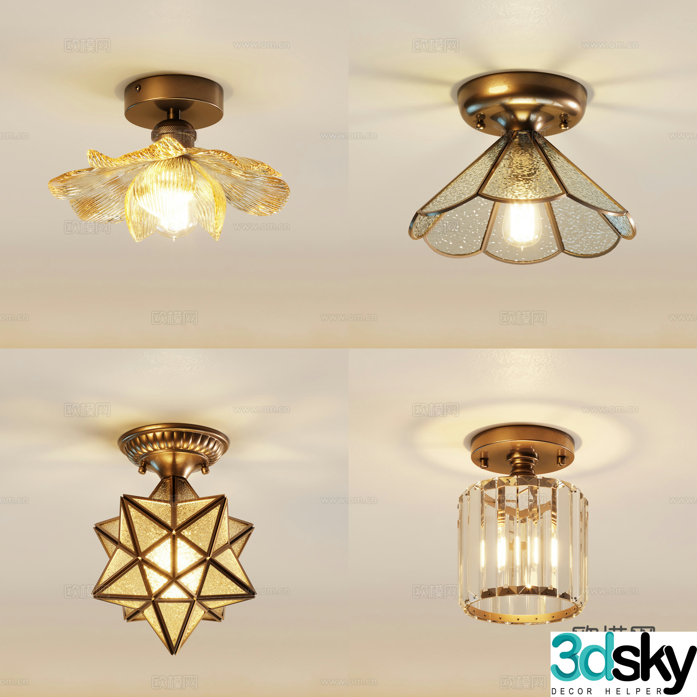 American ceiling lamp 3d model