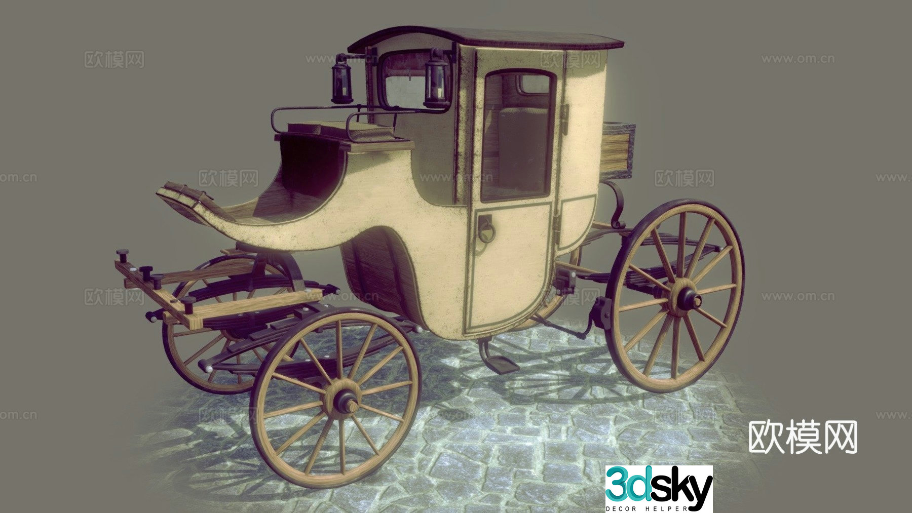 carriage horse drawn carriage 3d model