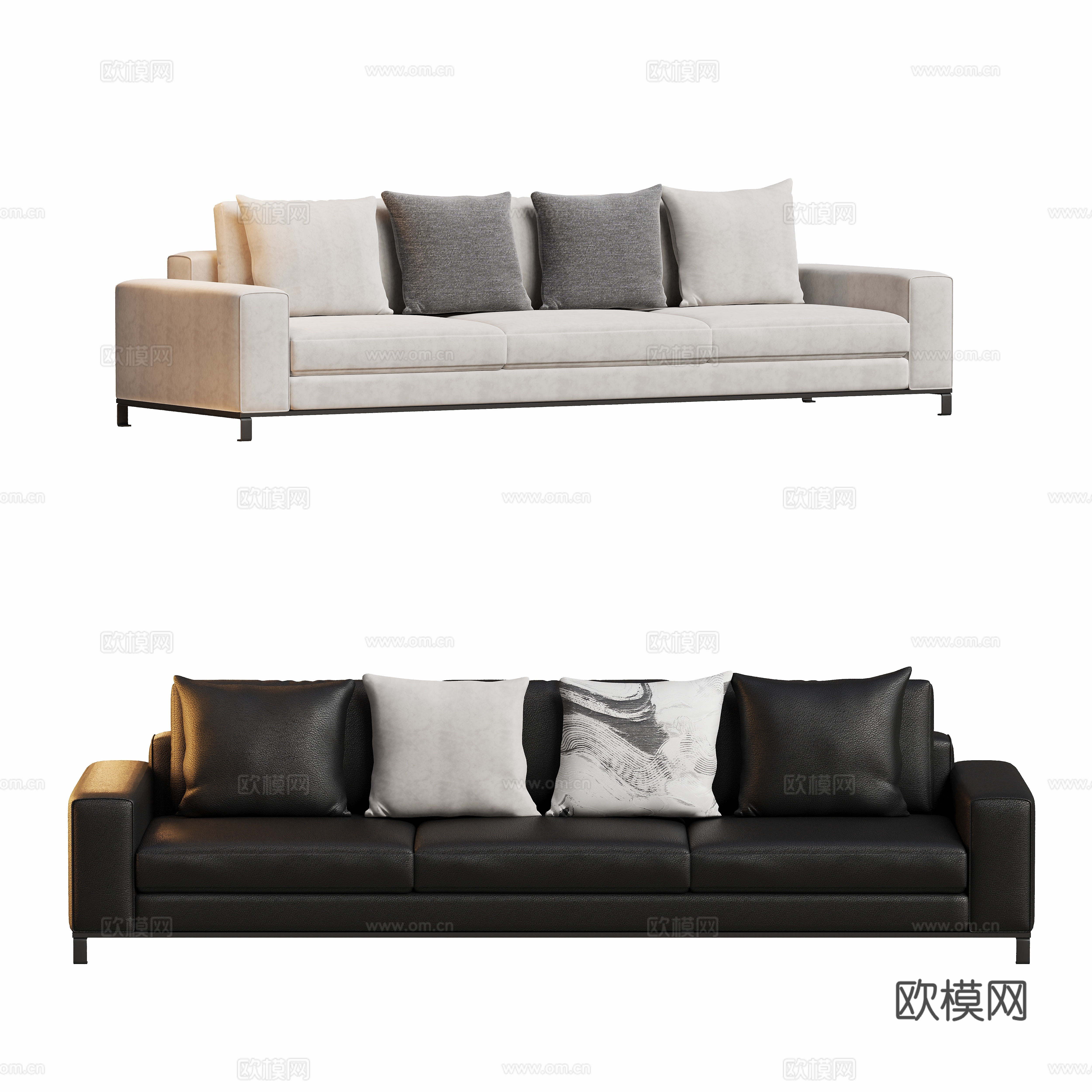 Modern three-seat sofa 3d model