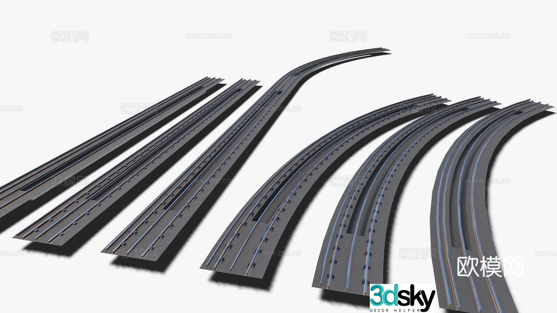 Underground track railway turnout 3d model