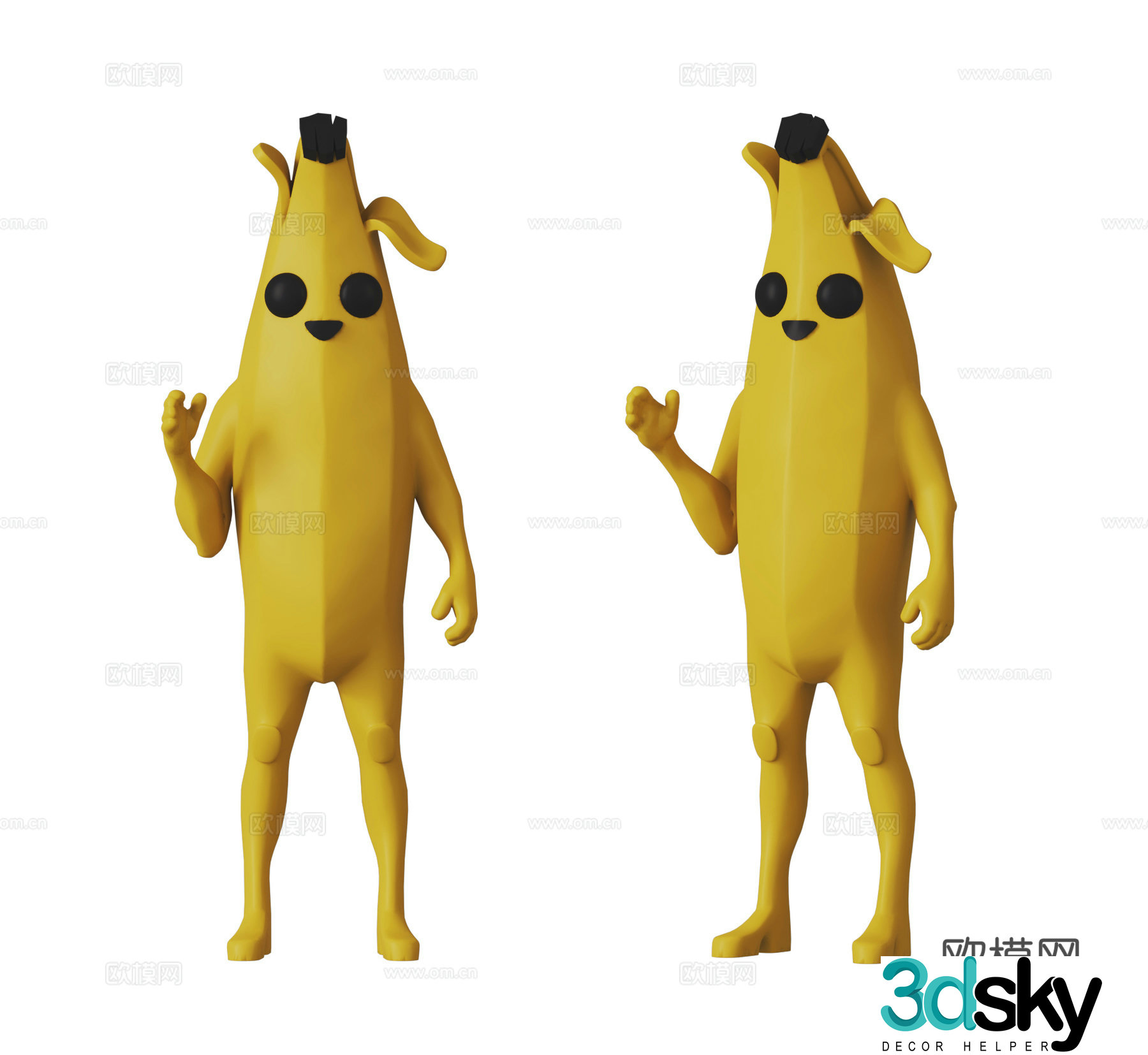 Banana people fashion sculpture doll ornaments 3d model