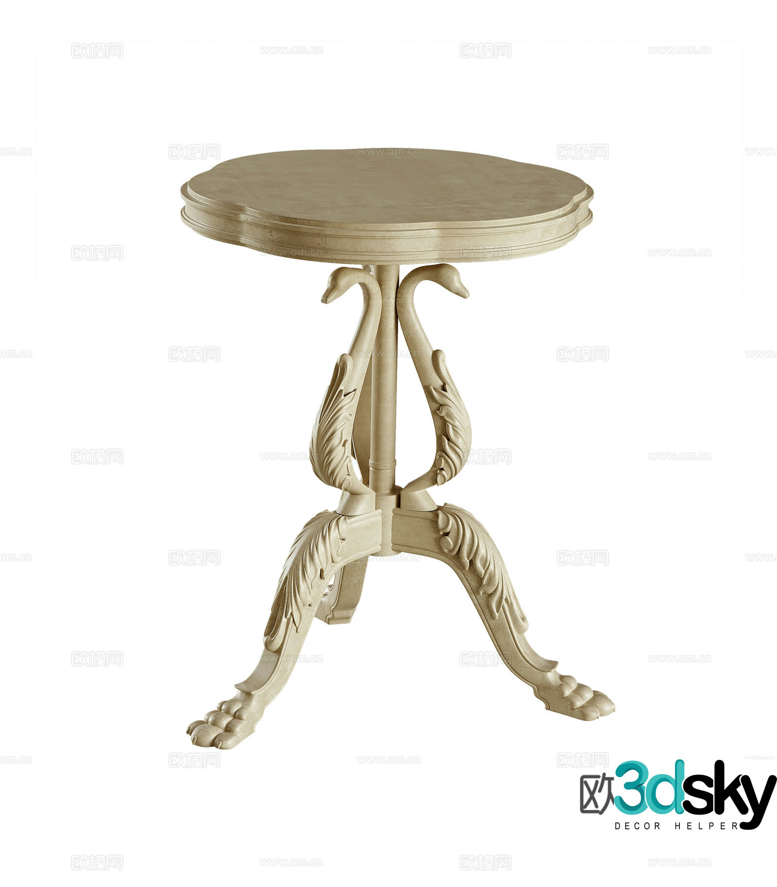 French round table corner table 3D model