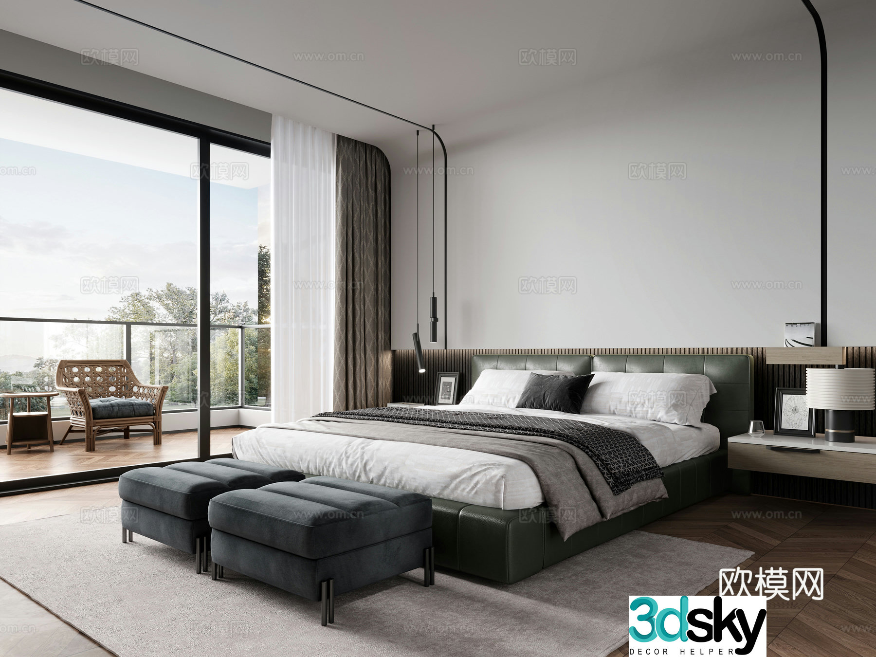 Modern bedroom master bedroom 3d model