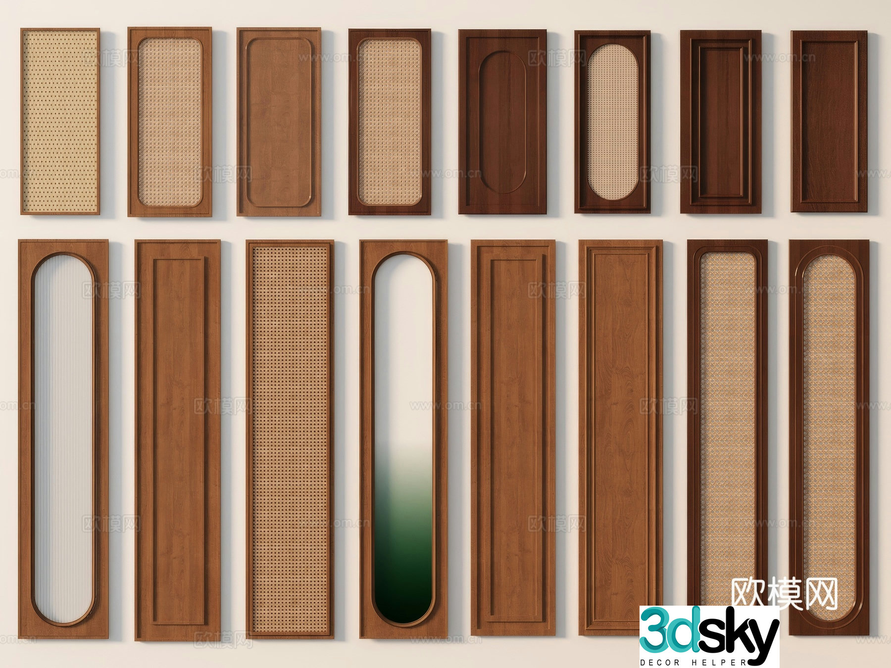 Wabi-sabi cabinet door rattan cabinet door 3d model