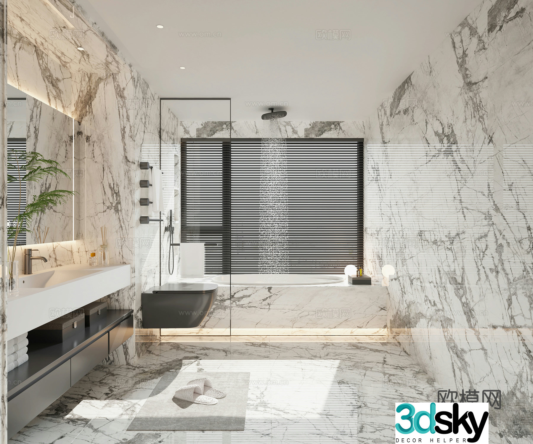 Light luxury bathroom bathroom 3d model