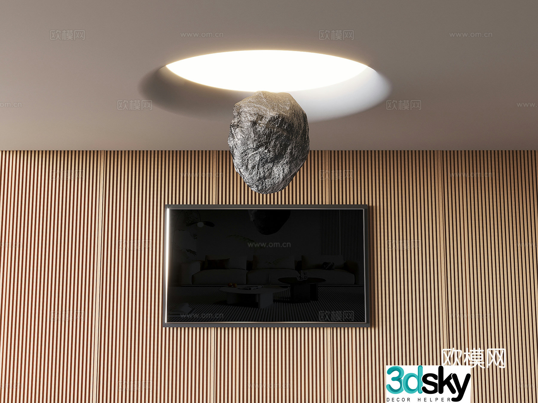 Soft membrane ceiling round ceiling 3d model