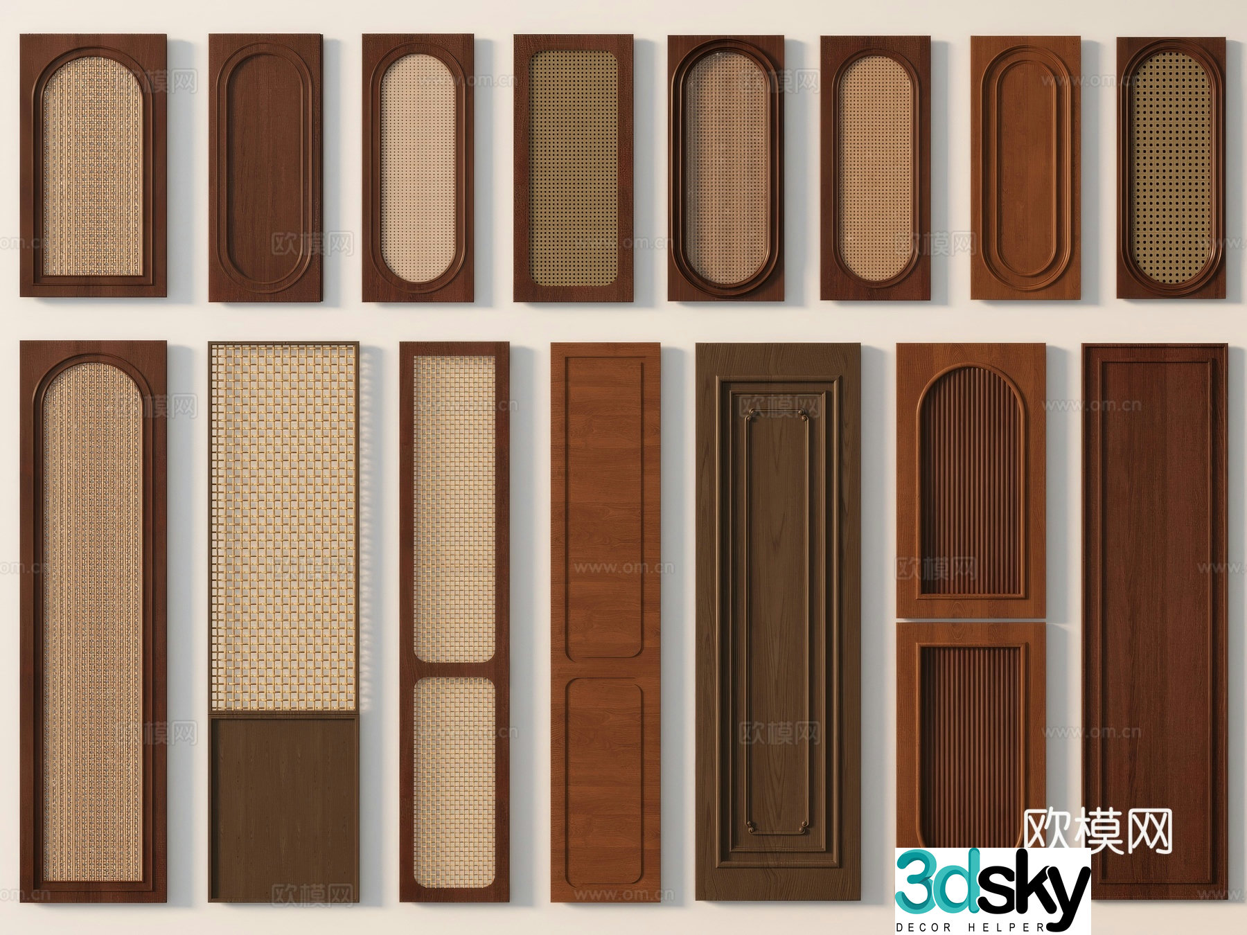 Medieval style cabinet door rattan cabinet door 3d model
