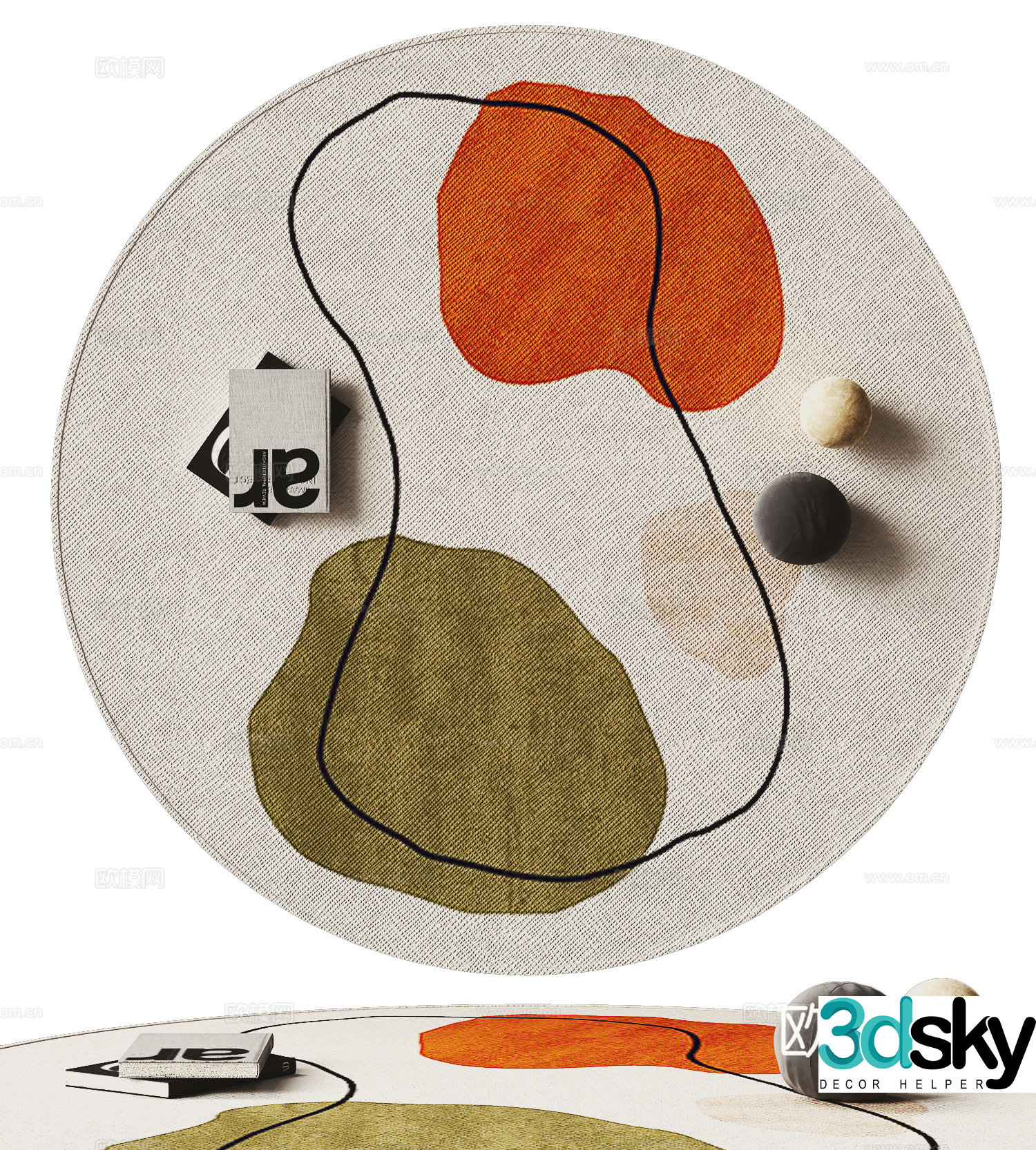 Modern round carpet 3d model