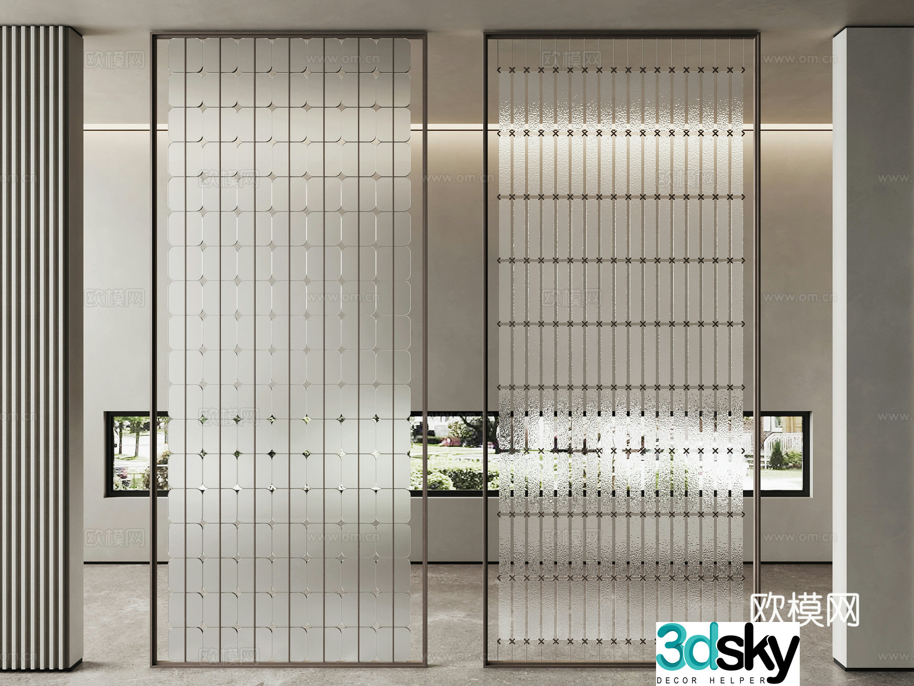 Glass partition entrance partition 3d model