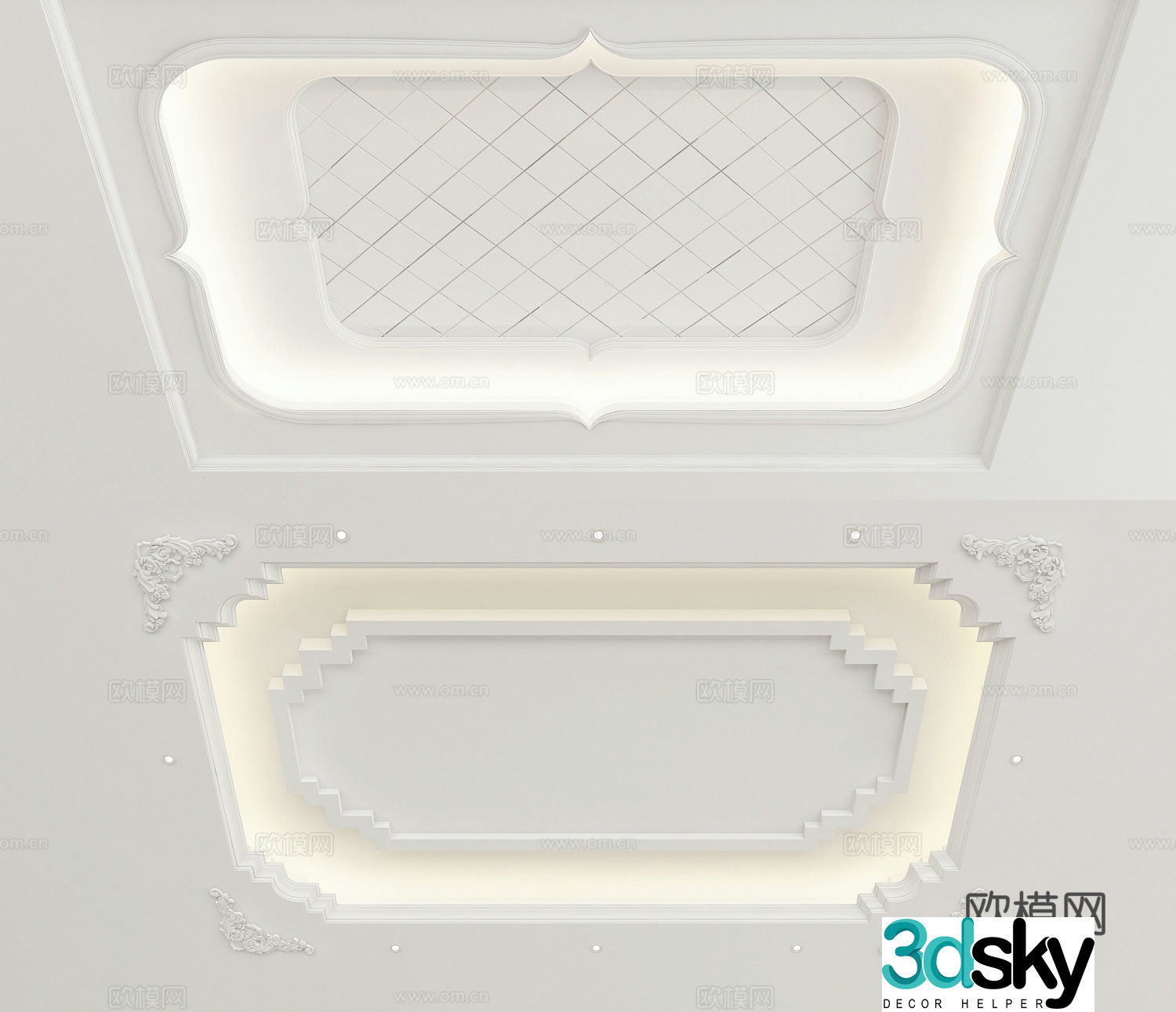 European style ceiling carved ceiling 3d model