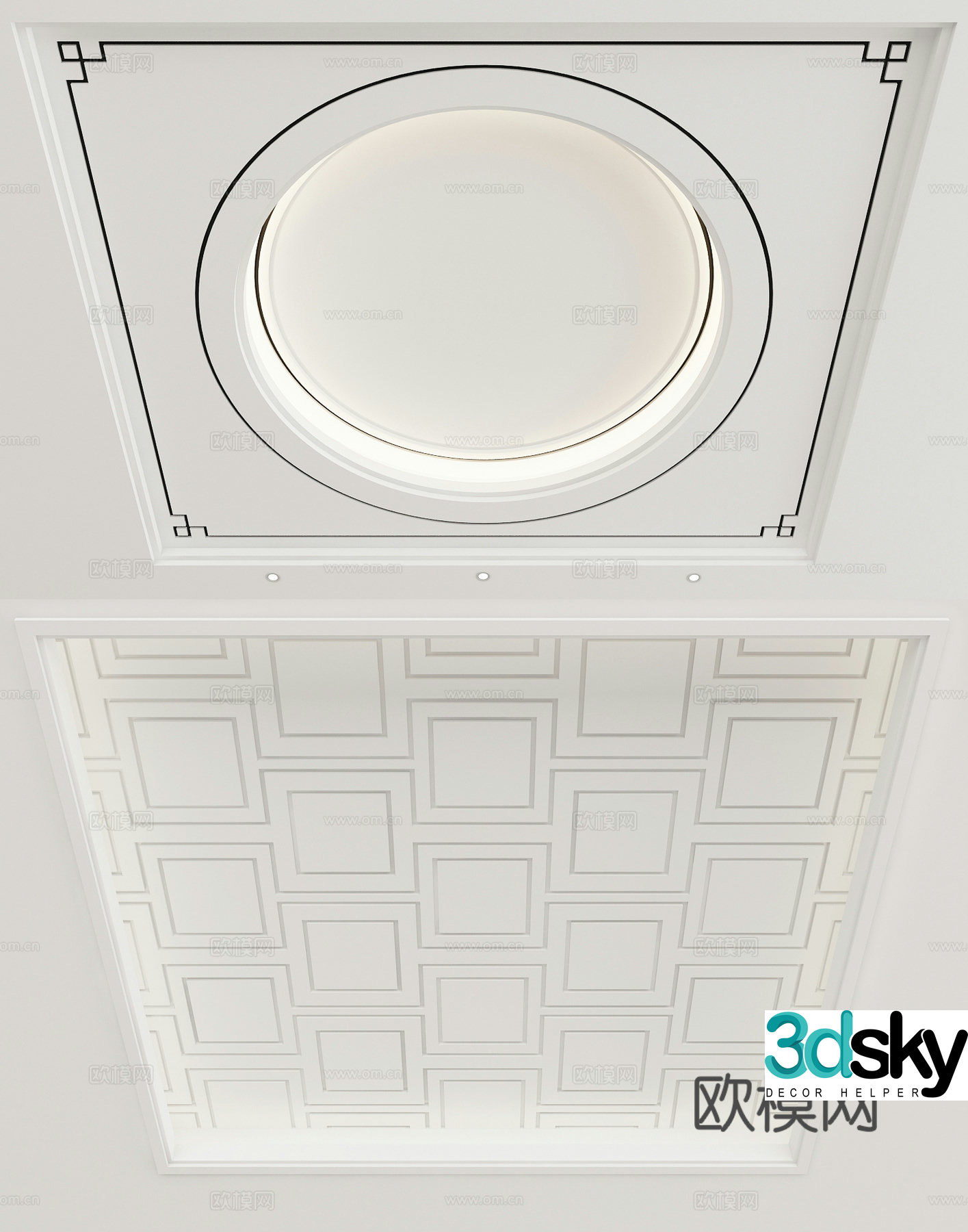 New Chinese style ceiling round suspended ceiling 3D model