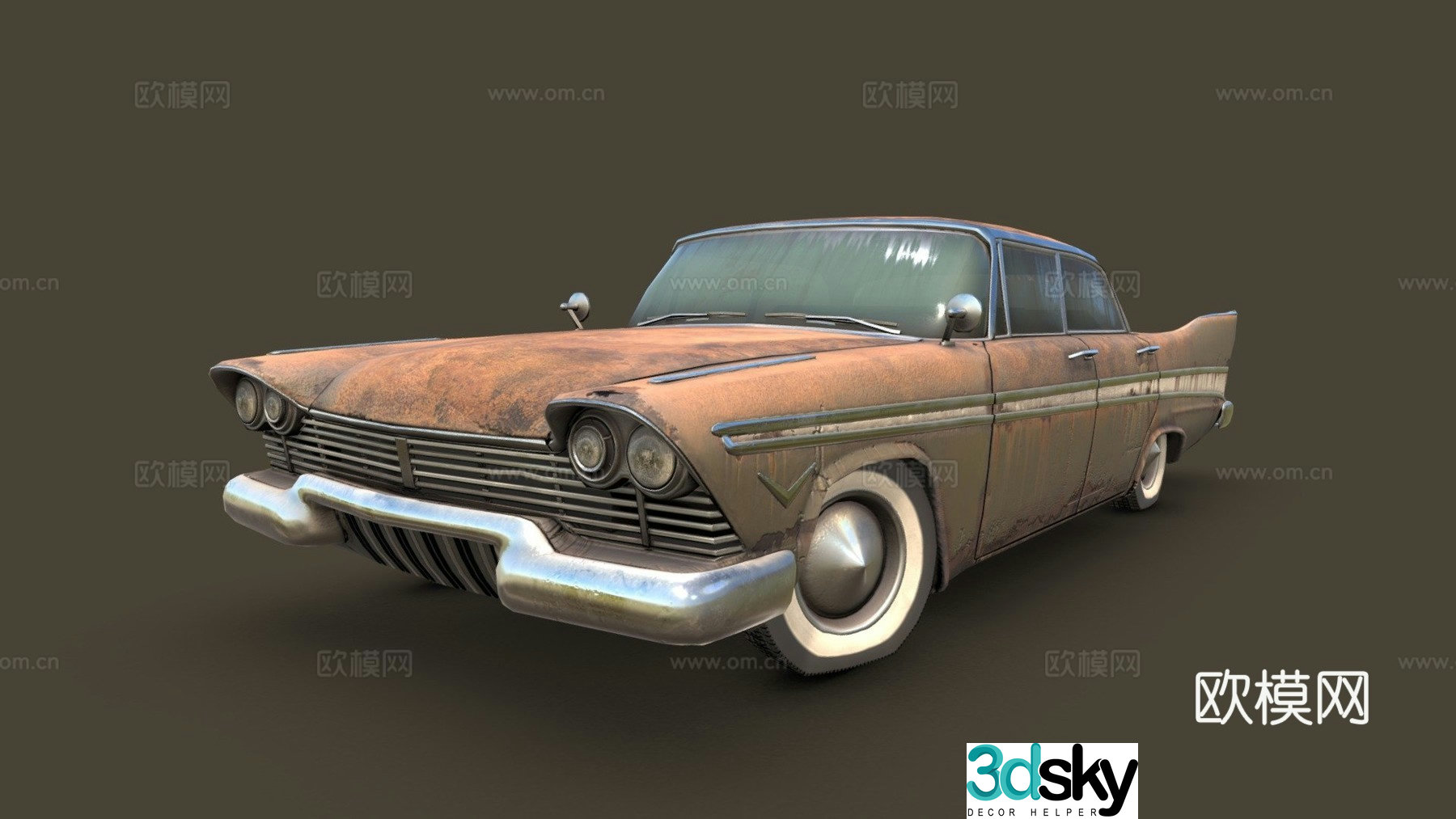 Rusty muscle car 3d model