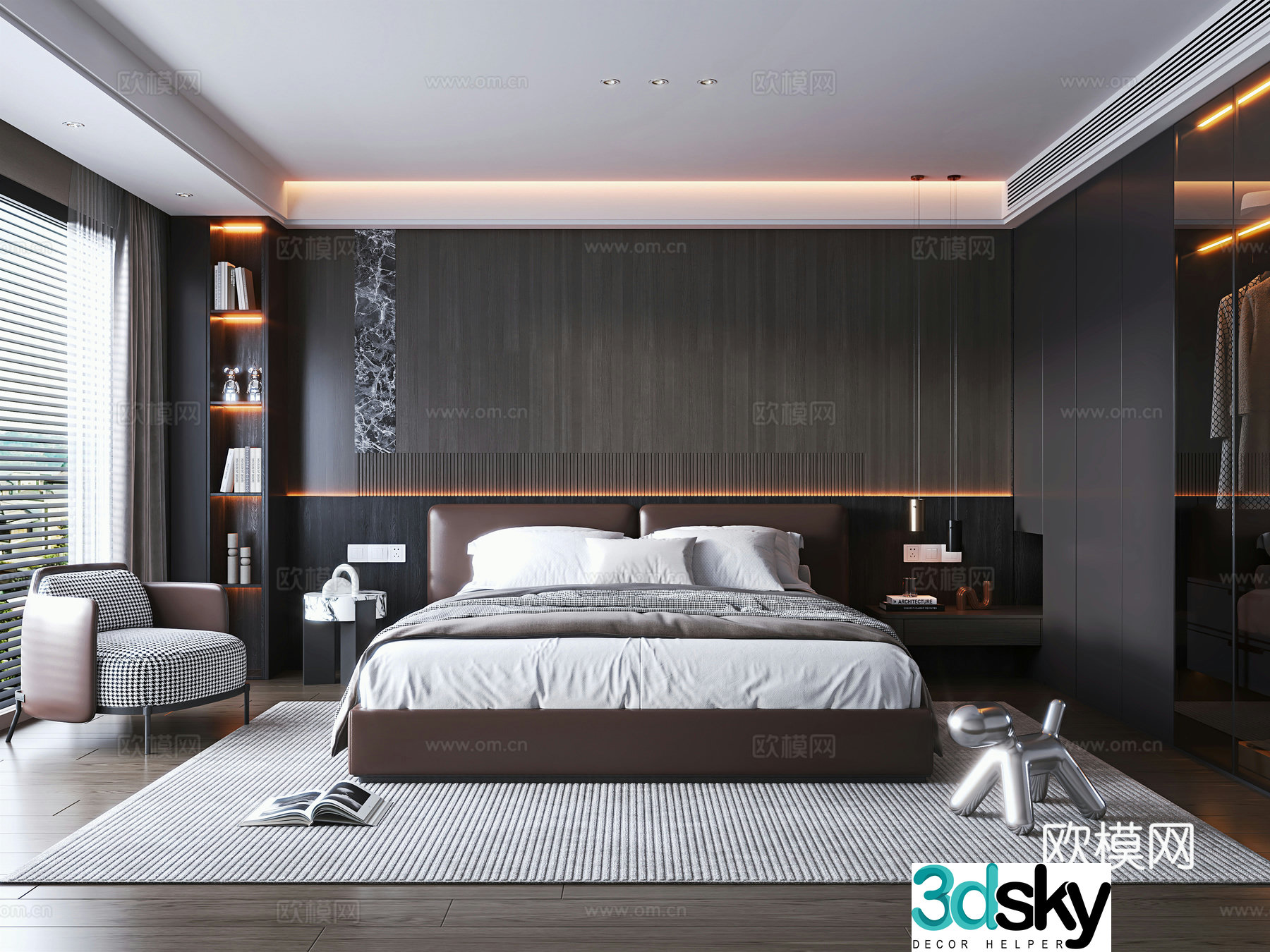 Italian style bedroom master bedroom 3d model
