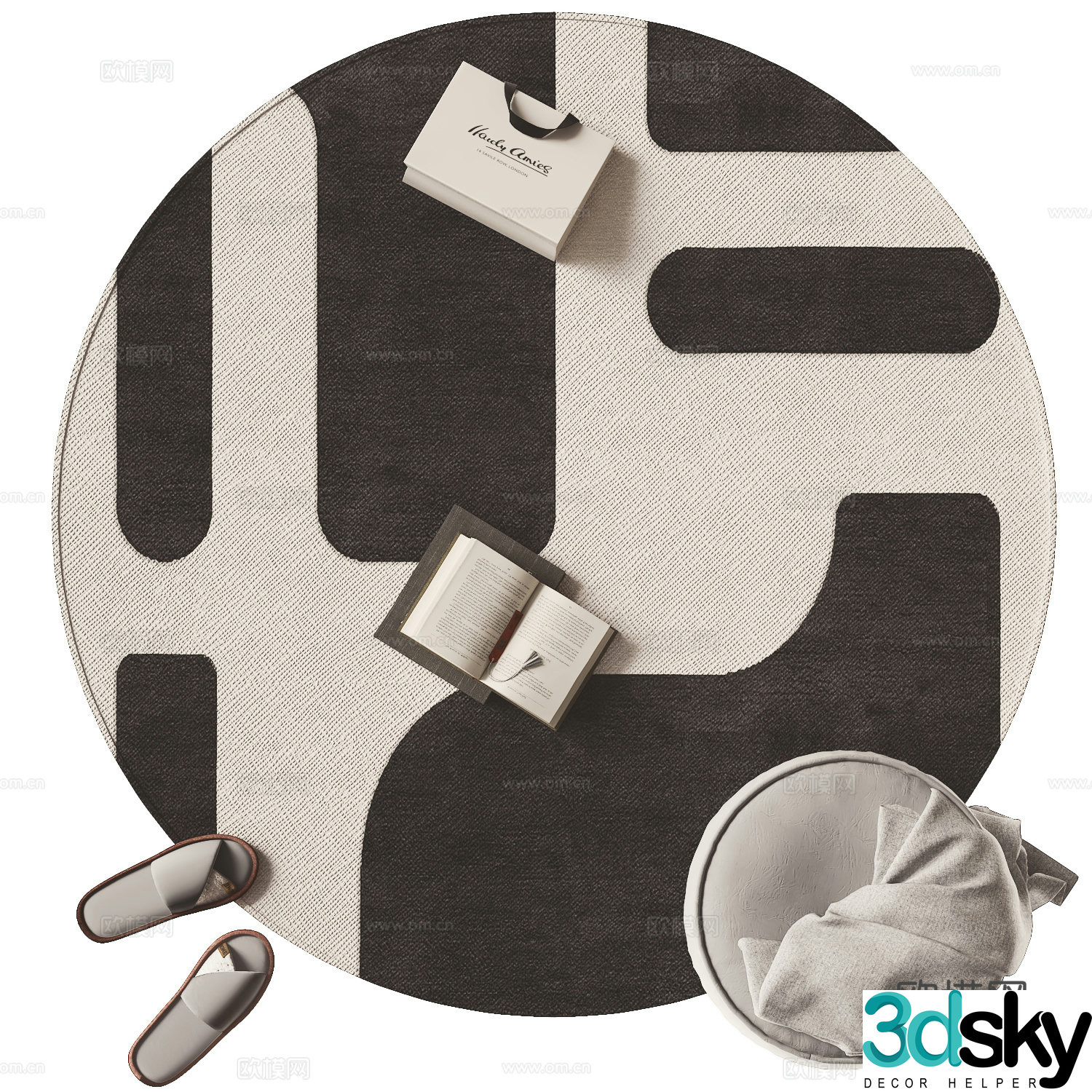 Round carpet simple carpet 3d model