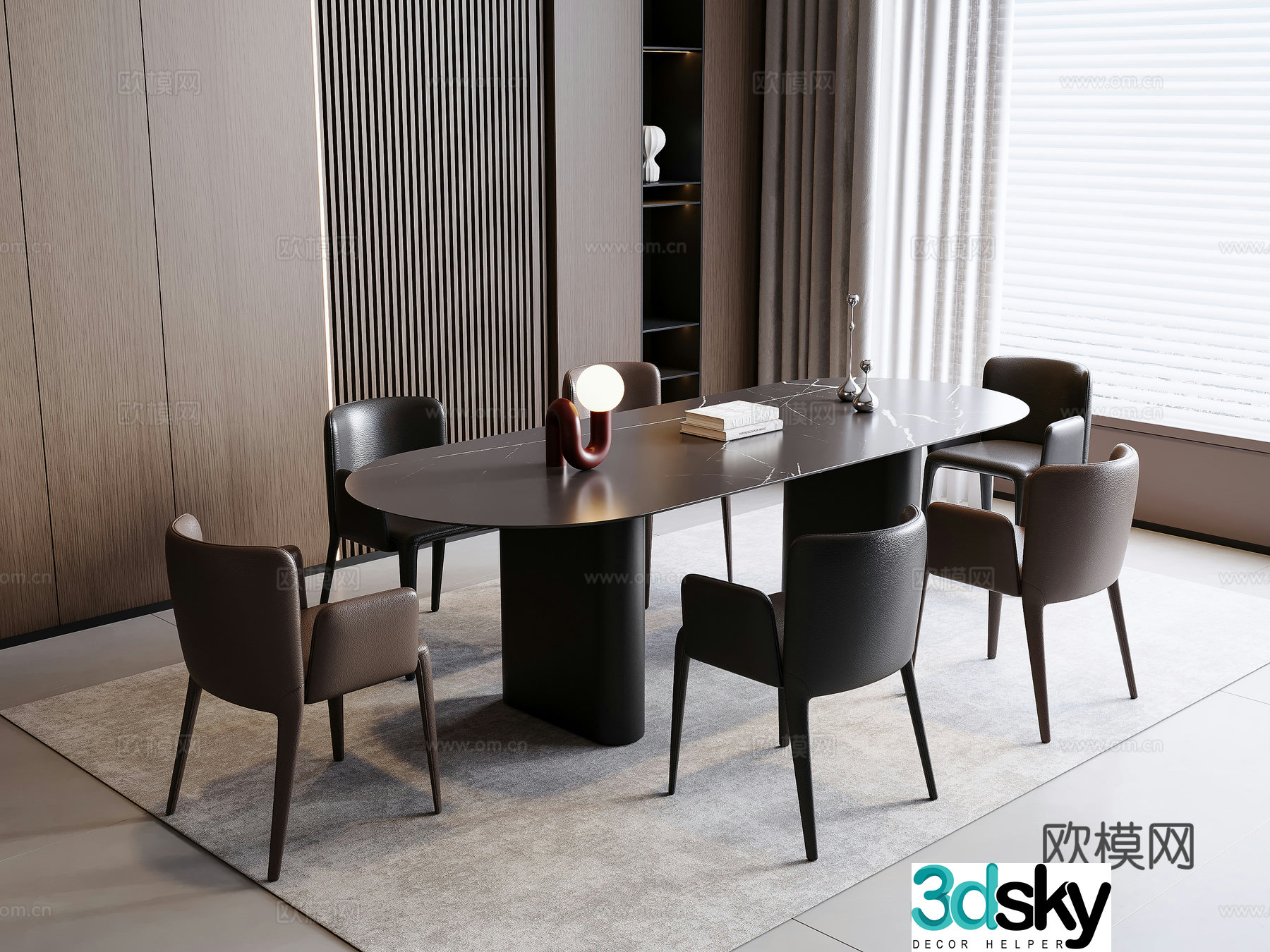 Italian dining table and chairs 3d model