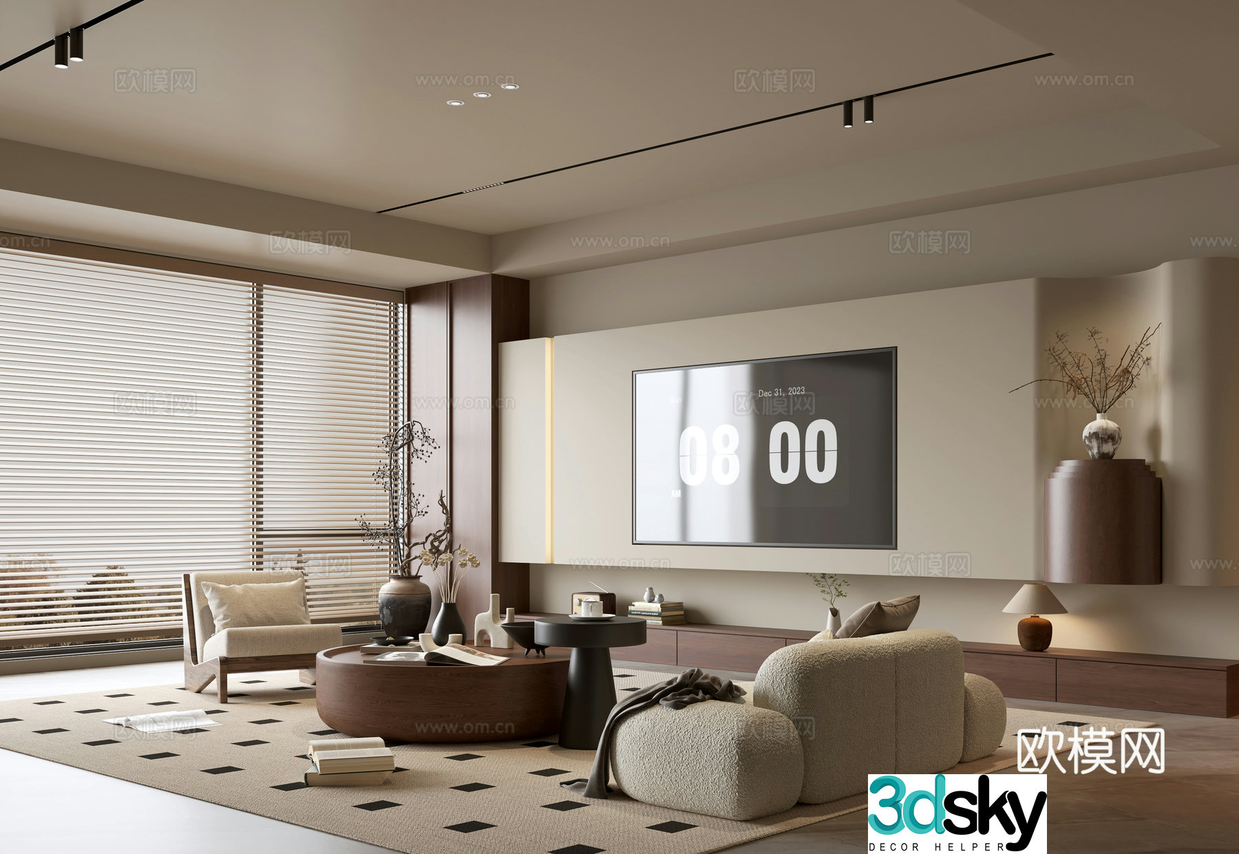 Wabi-sabi living room 3d model