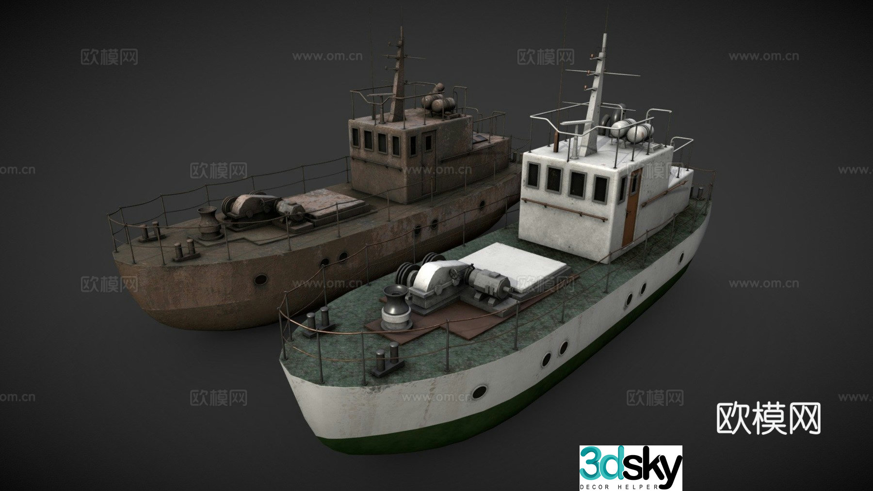 Old river boat 3d model