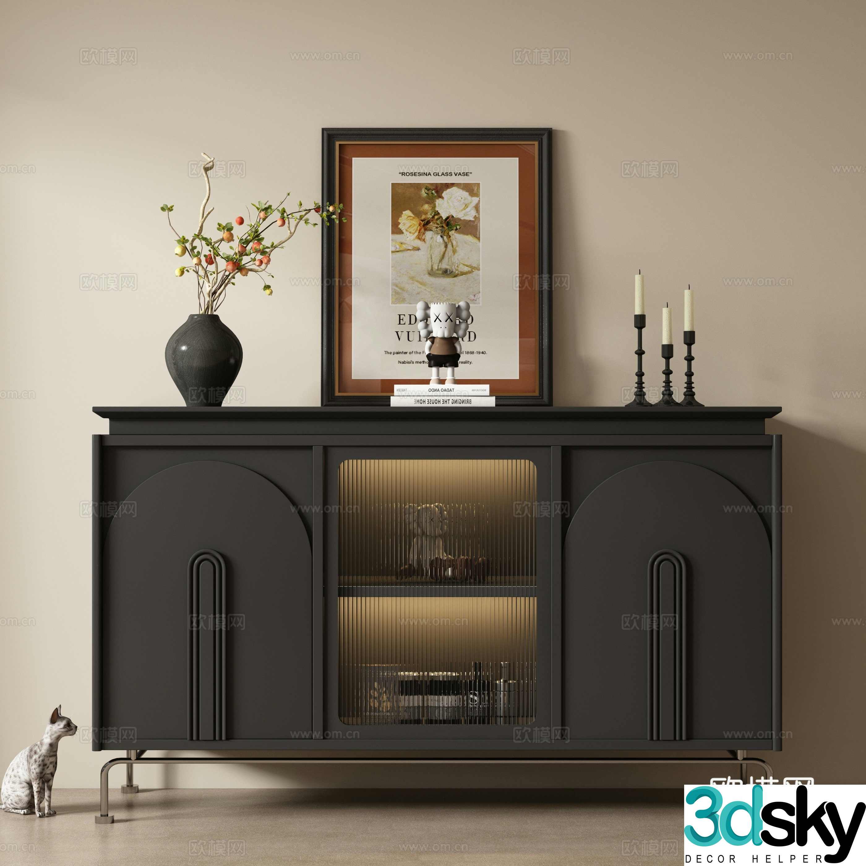 French entryway cabinet 3d model