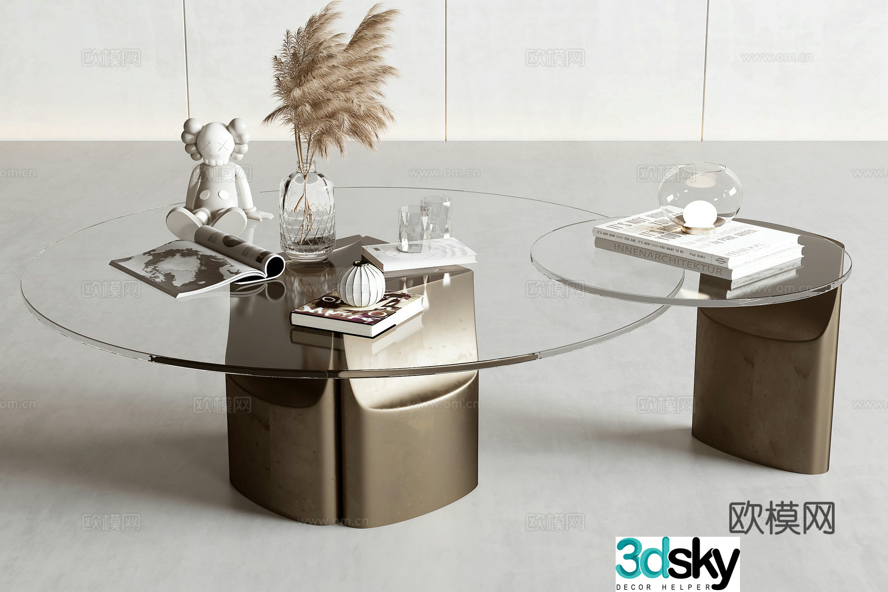 Modern double coffee table 3d model