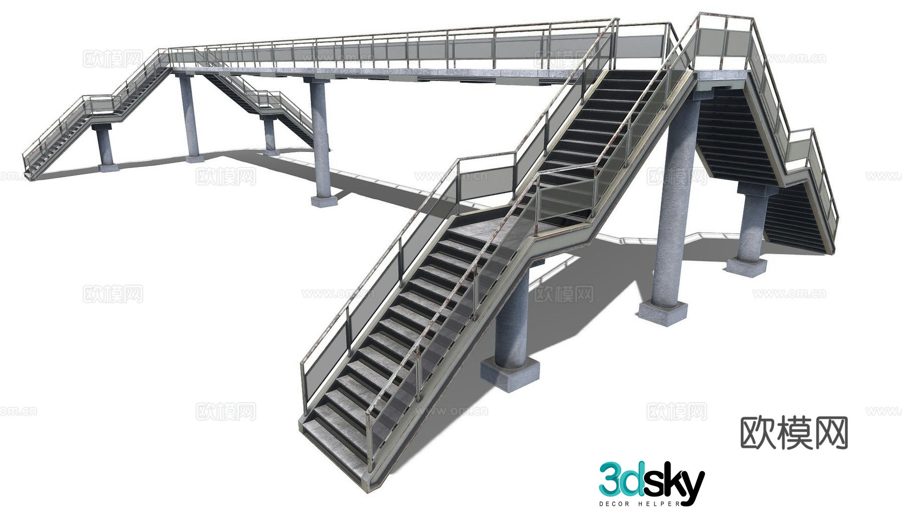 Highway overpass pedestrian bridge 3d model