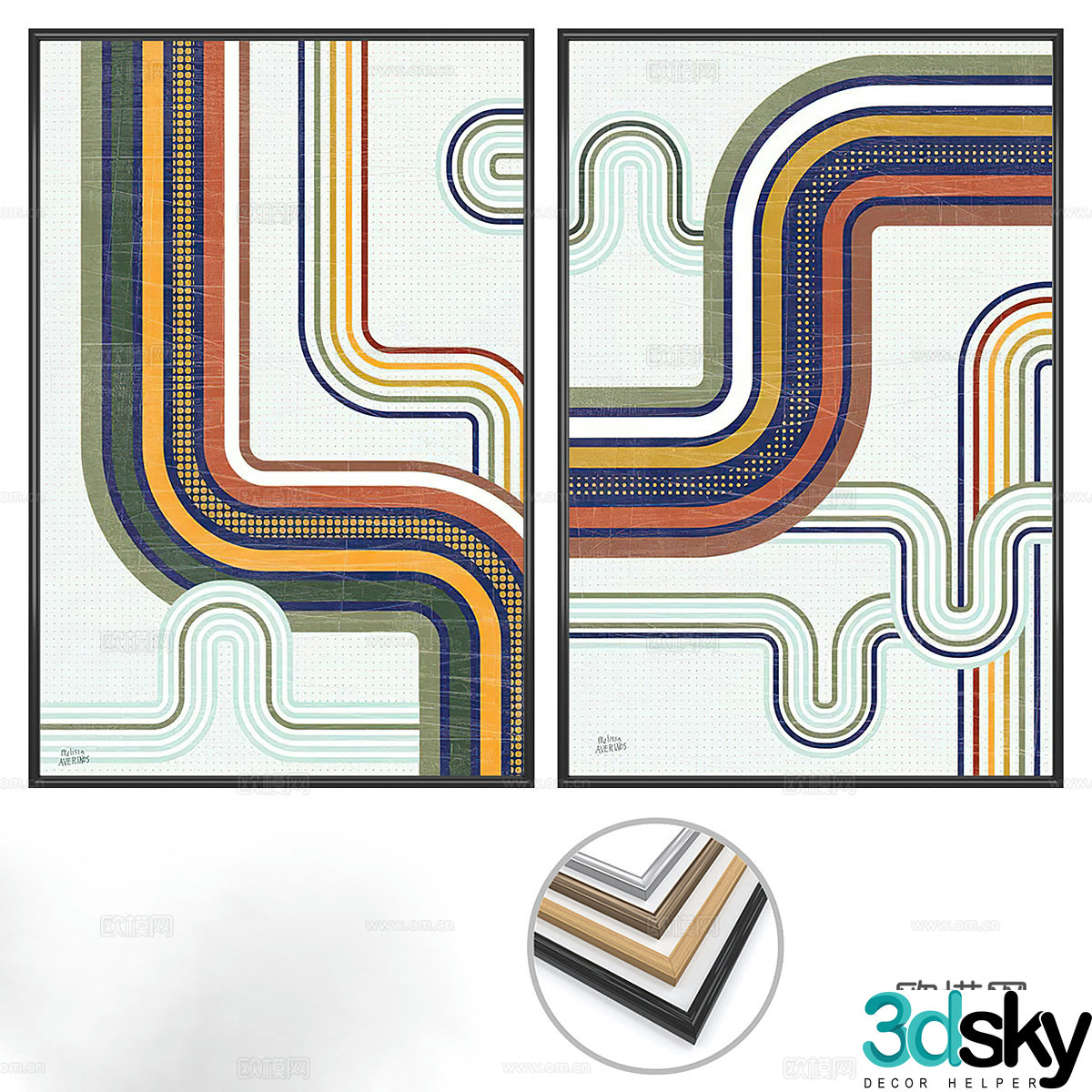 Abstract painting decorative painting 3d model