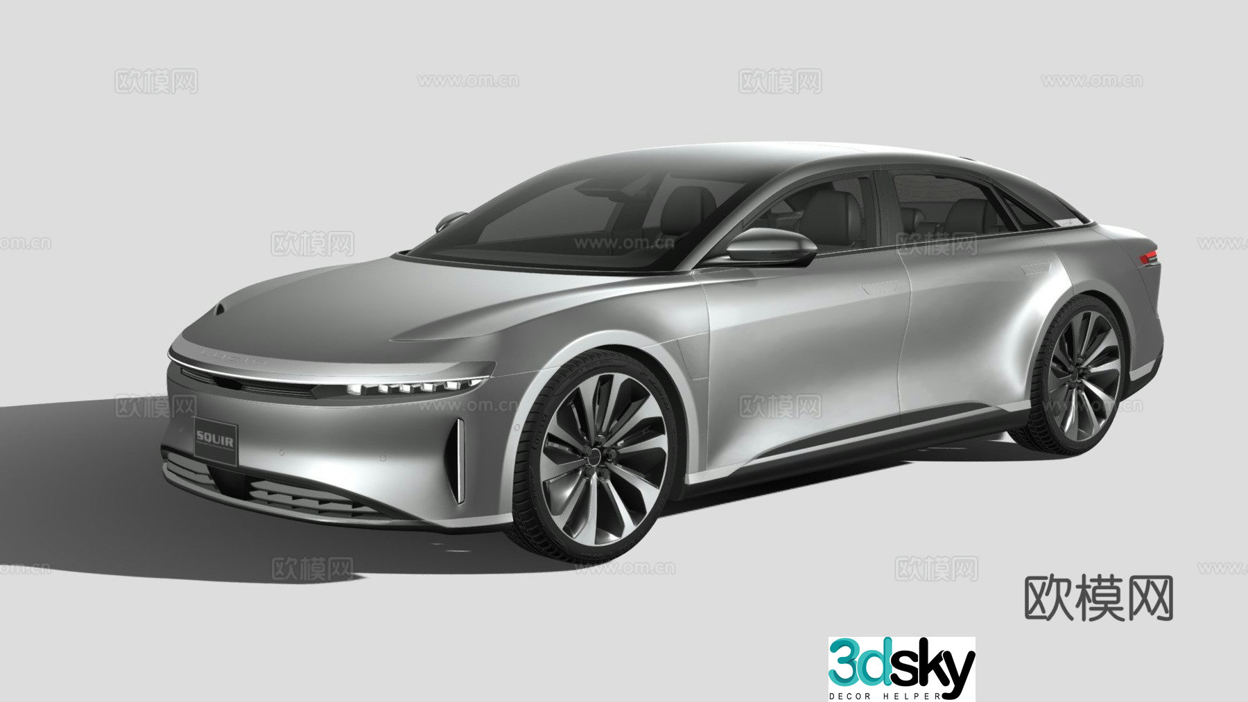 Silver white car 3d model