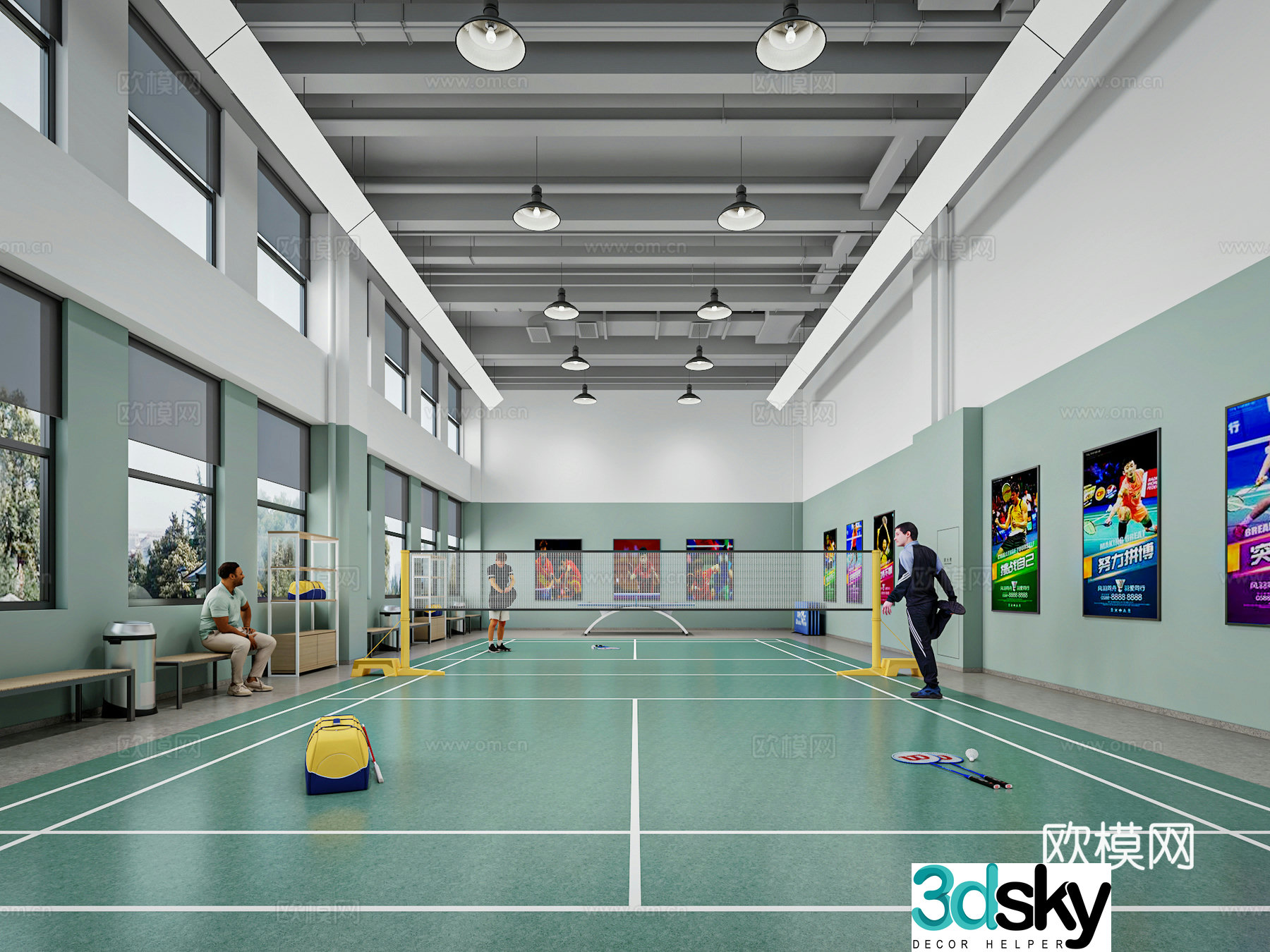 Modern badminton hall 3d model