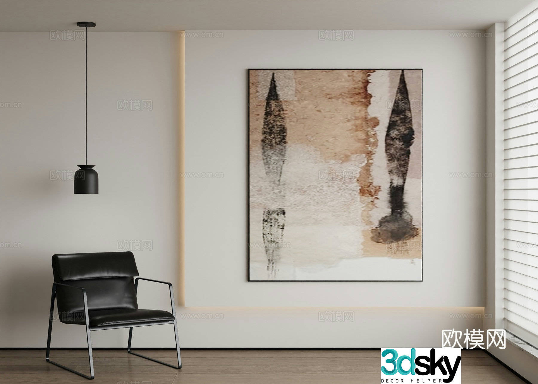 Modern abstract painting decorative painting 3d model