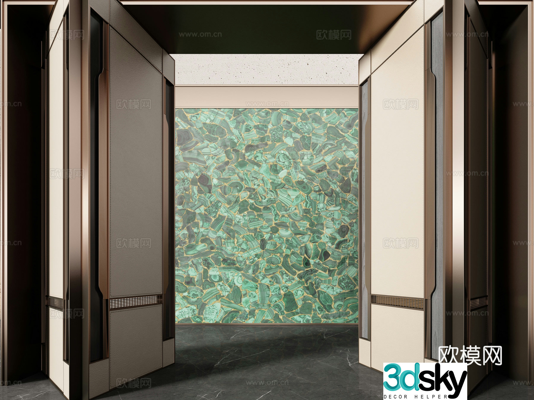 New Chinese style solid wood partition 3D model